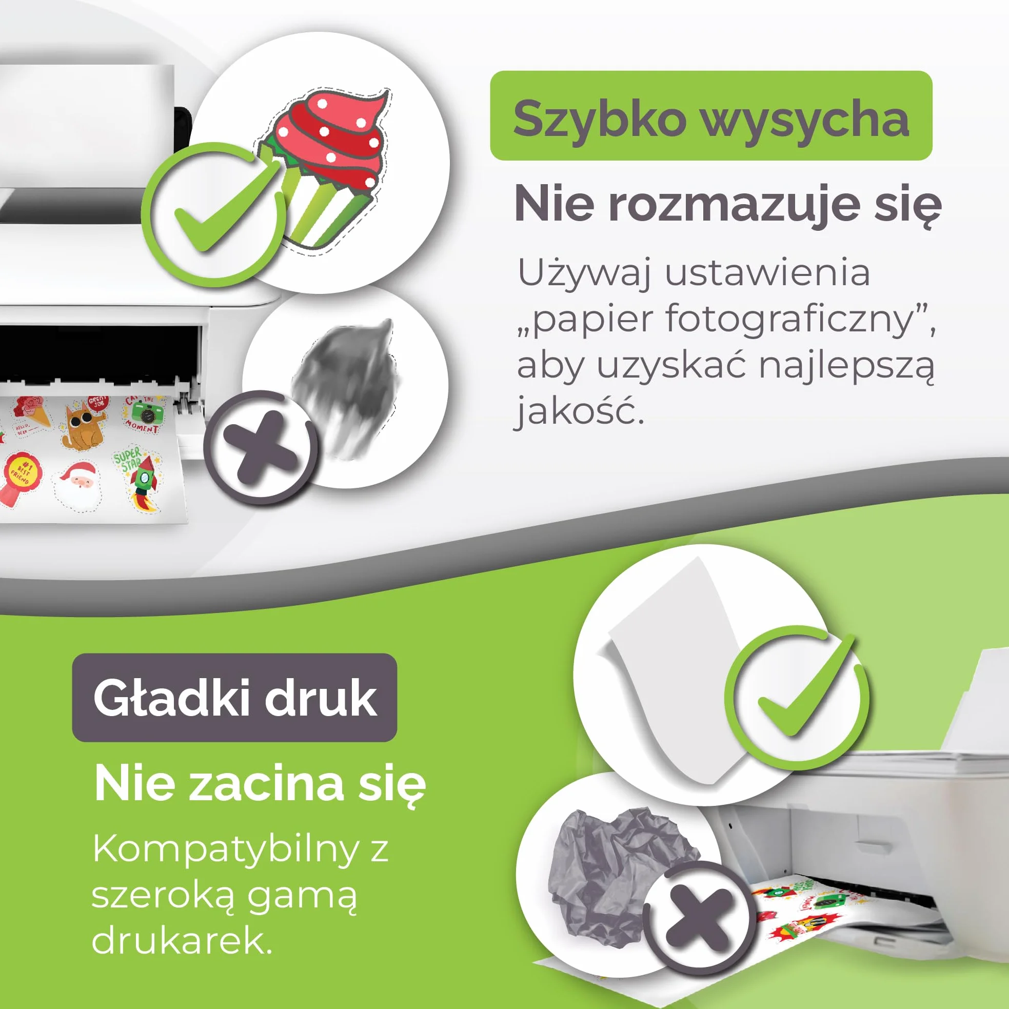Papier do naklejek winylowych premium do drukowania, 34 arkusze, A4, matowy, wodoodporny, do druku laserowego i atramentowego, papier winylowy do drukowania, który szybko schnie, kompatybilny z Cricut