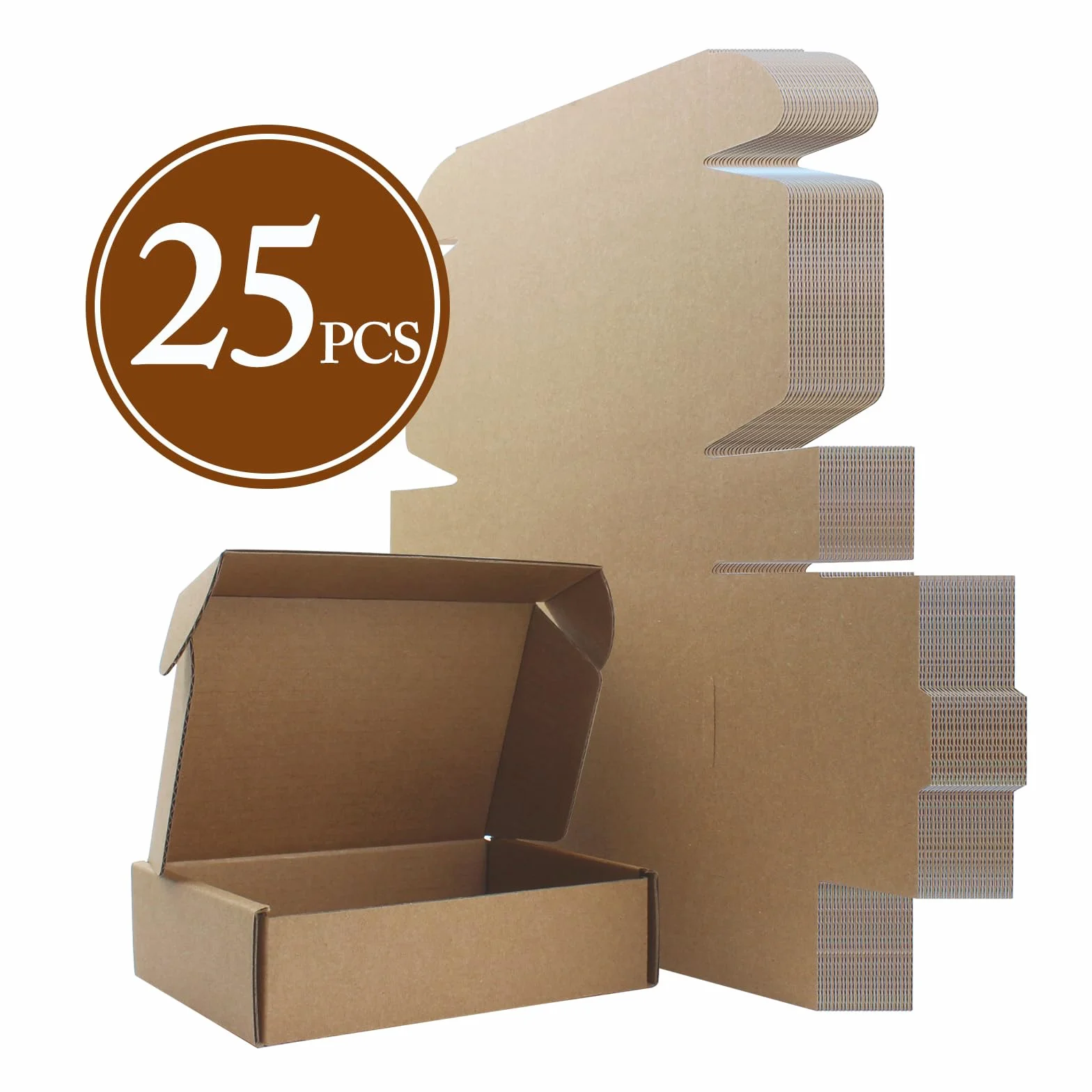 15 x 10 x 4 cm Kraft Składane Pudełko Wysyłkowe – Karton z Recyklingu – Naturalny Brąz Wewnątrz i Na Zewnątrz – Na Biżuterię, Rękodzieło i Prezenty – 25 szt.