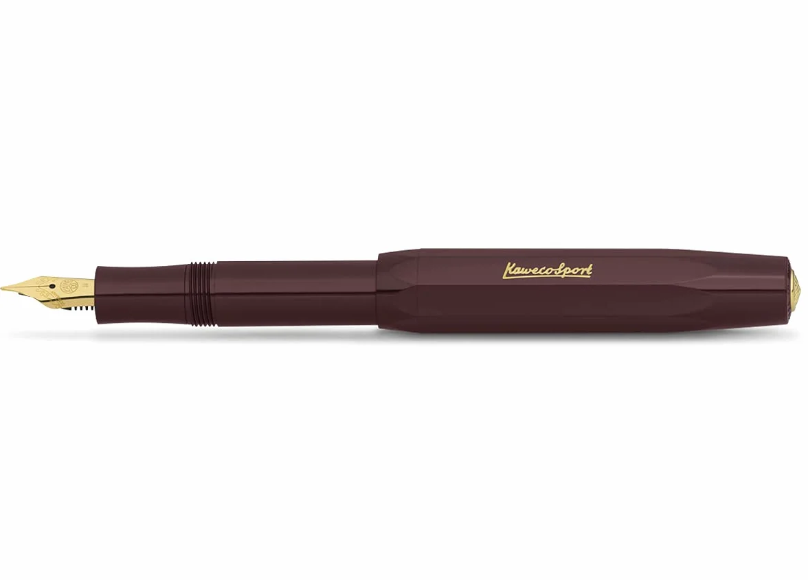 Kaweco CLASSIC SPORT Pióro wieczne, bordowe, ze stalówką pozłacaną 23-karatowym złotem i końcówką irydową do wkładów atramentowych, pióro wieczne I Sport, 13 cm, stalówka: EF (bardzo cienkie)