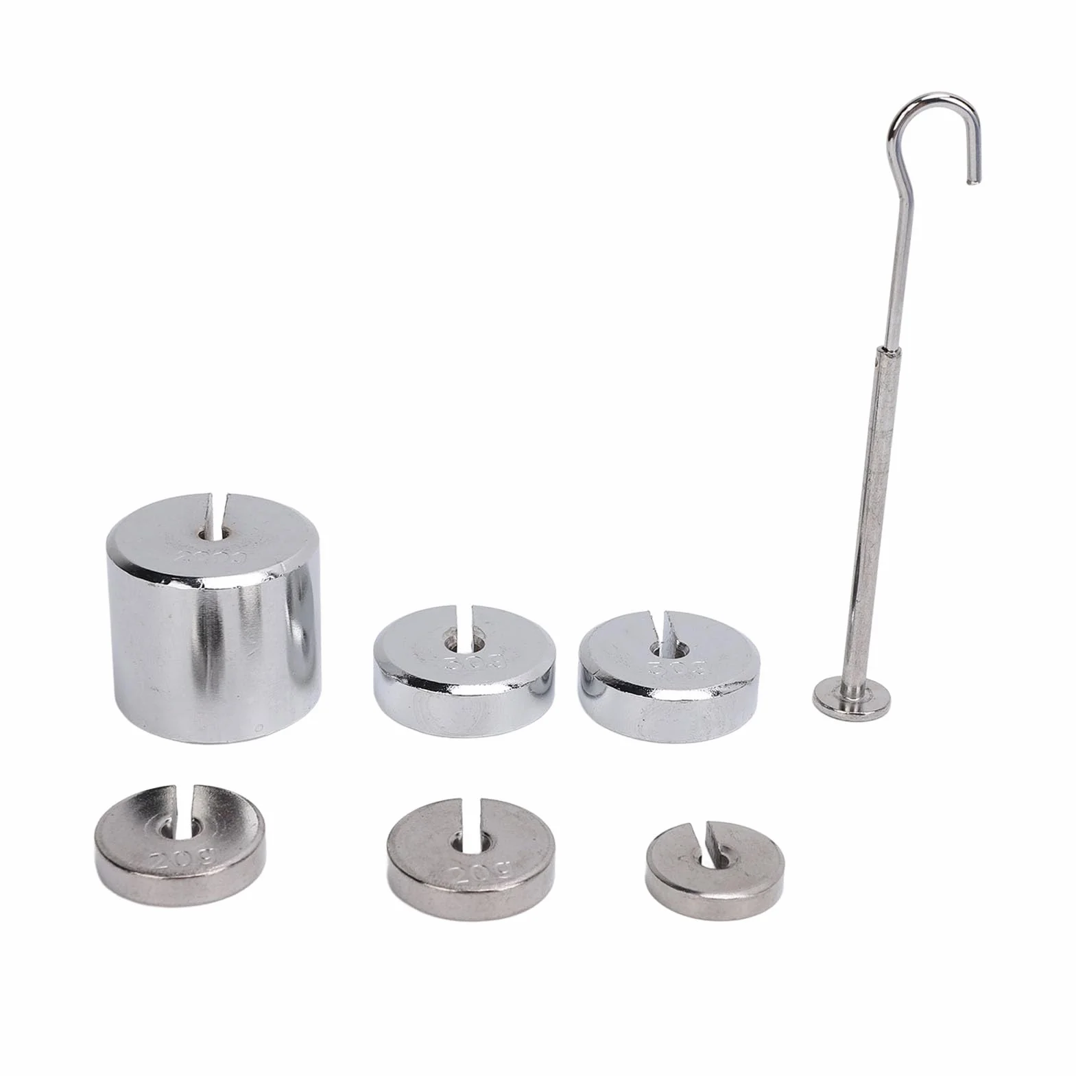 Lab Slotted Mass Set Chrome Plated Steel Weights 200g 50g 20g 10g ±2% with Hanger Storage Box