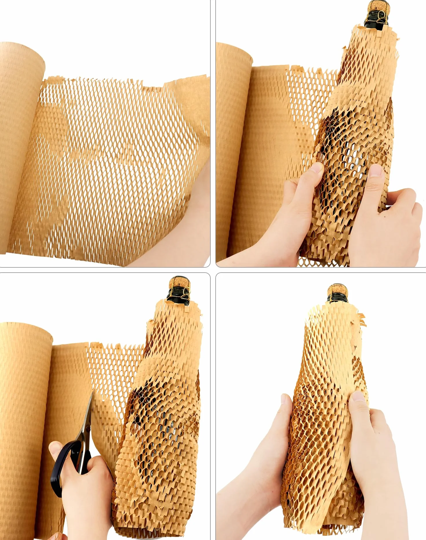 QWORK® 30cm x 50m papier pakowy o strukturze plastra miodu, alternatywa dla papieru do pakowania bąbelkowego, do pakowania prezentów i delikatnych przedmiotów