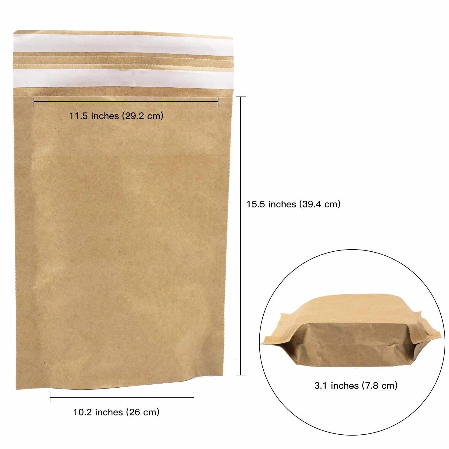 RUSPEPA Koperty z papieru typu kraft, samoprzylepne, w 100% nadające się do recyklingu, opakowanie wielokrotnego użytku, świetny pomysł na t-shirt, ubrania, torba wysyłkowa - 29,2 x 39,4 cm - 25 szt