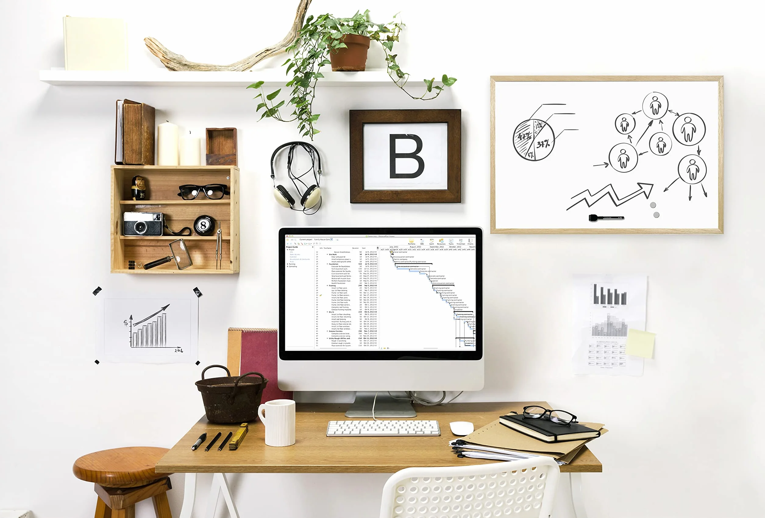 Bi-Office Budget tablica suchościeralna z drewnianą ramą, magnetyczna, 5 rozmiarów do wyboru, 60 x 45 cm