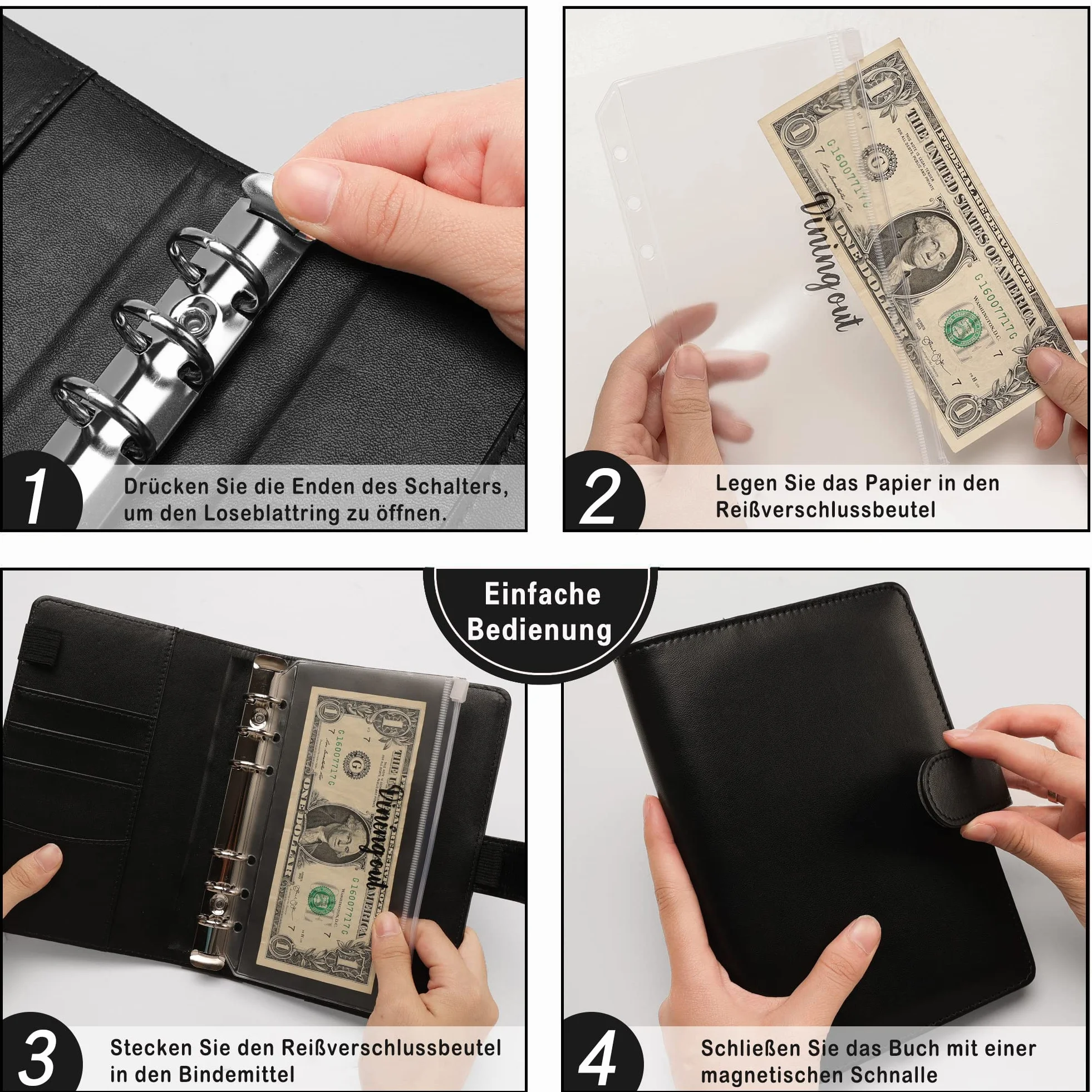 Planer budżetowy A6 organizer na pieniądze 12 kieszonkami 12 arkuszy naklejki z etykietami niemiecka wersja językowa