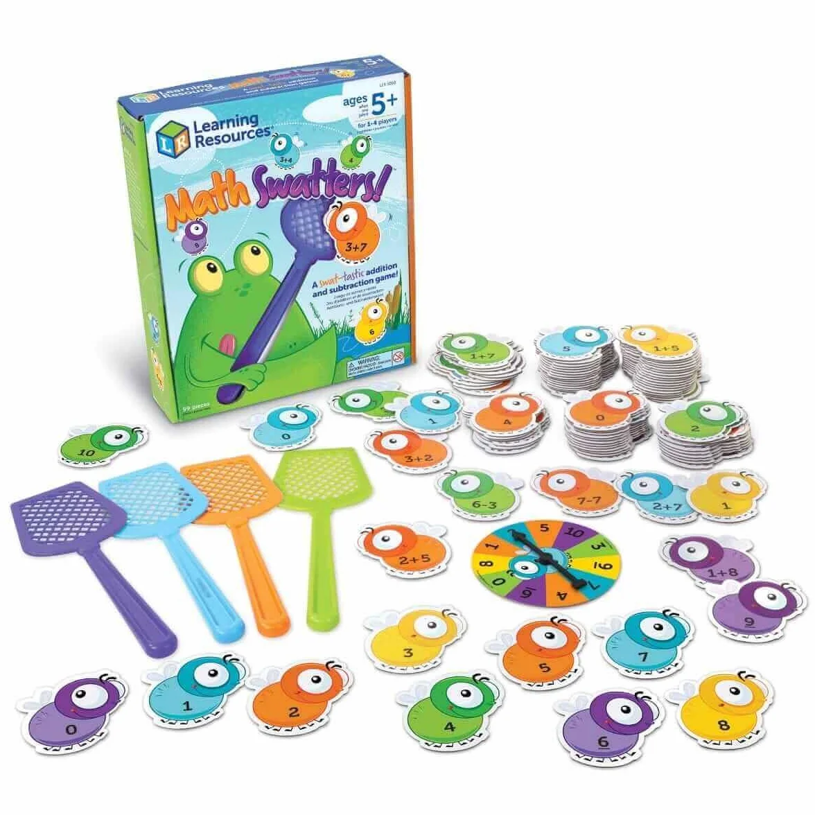 Learning Resources Math Swatters! Dodatek oraz Odejmowanie Gra 99-Kawalki Zestaw, Wielobarwny