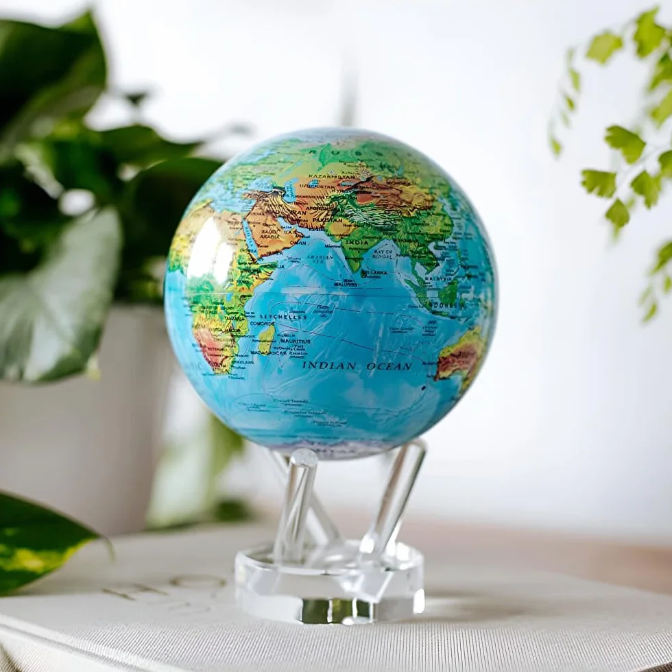 MOVA Globe Oceaniczny Niebieski z Reliefem Signature 6" Samonapędzający się Globus Zasilany Światłem