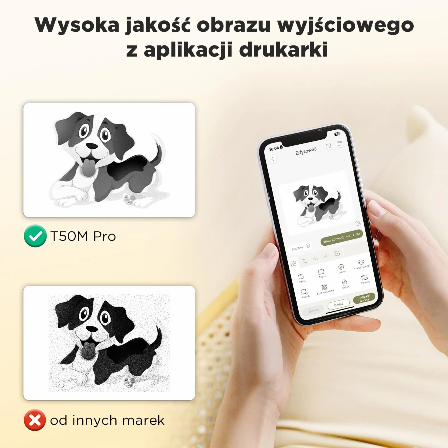 SUPVAN T50M Pro Termiczna Drukarka Etykiet Samoprzylepnych z Białymi Etykietami
