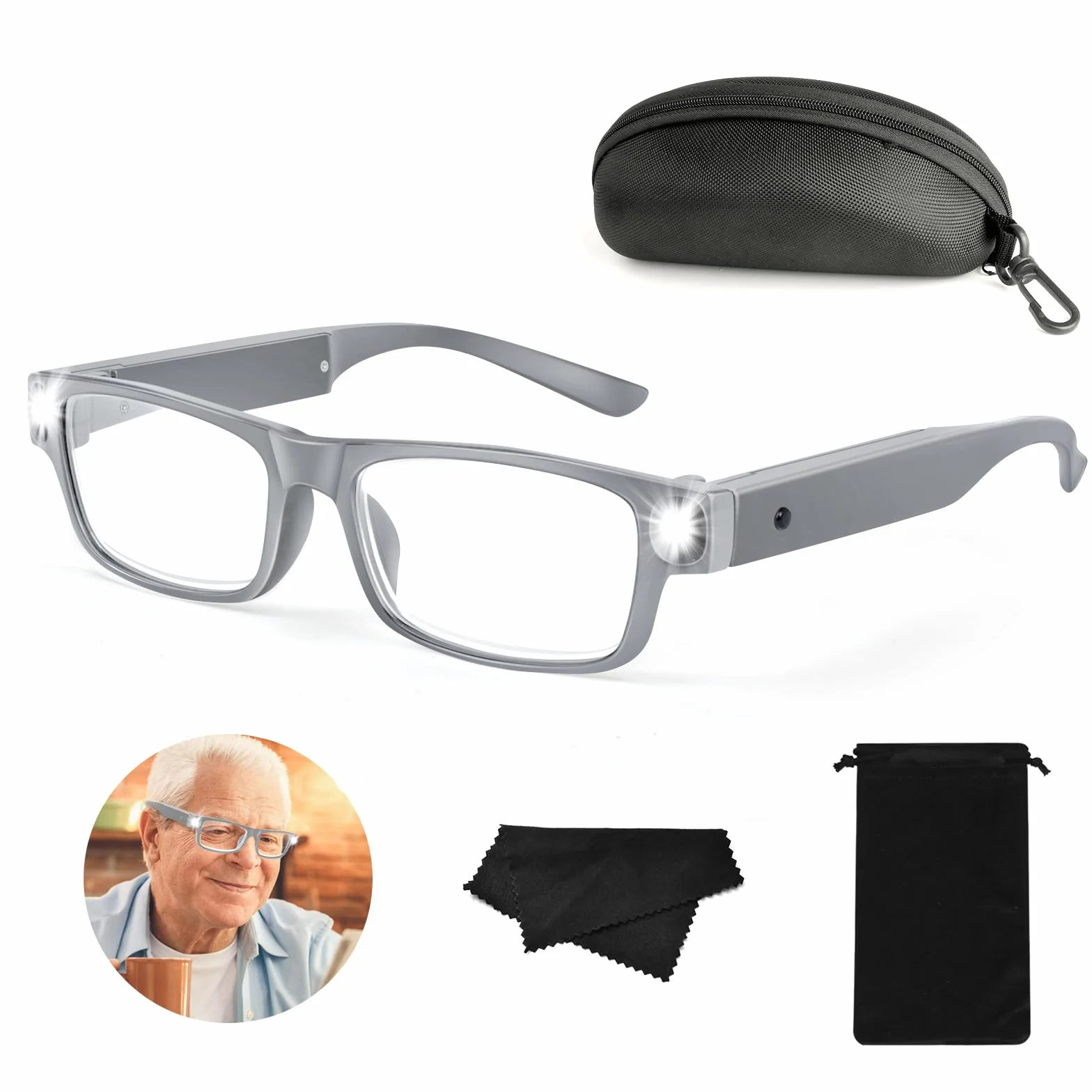 Lupy ze światłem LED 300% ładowane przez USB okulary powiększające do czytania hobby
