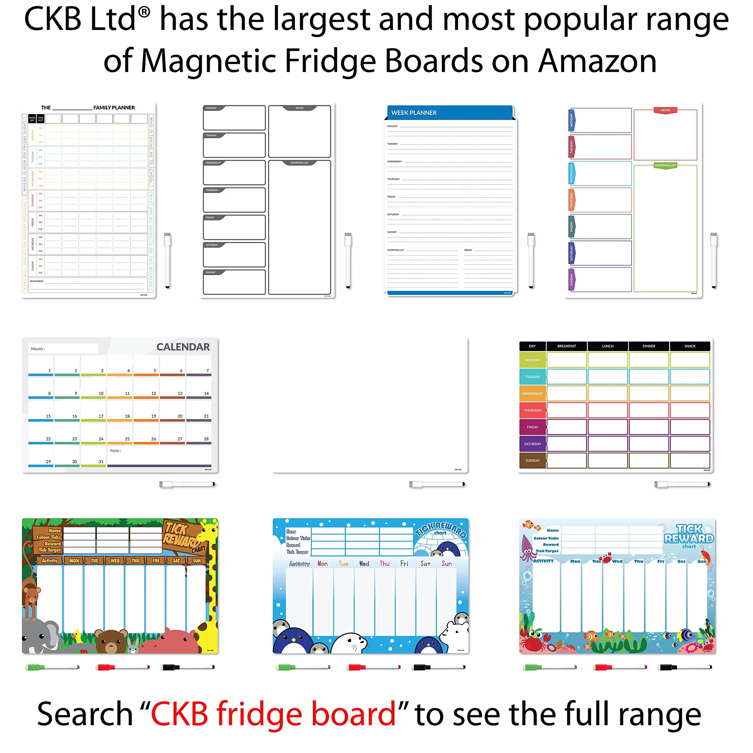 CKB Ltd A4 Magnetyczna Tablica Suchościeralna na Lodówkę - Biała Tablica Informacyjna z Markerem, Duży Planer Dzienny, Notatka Kuchenna (A4)