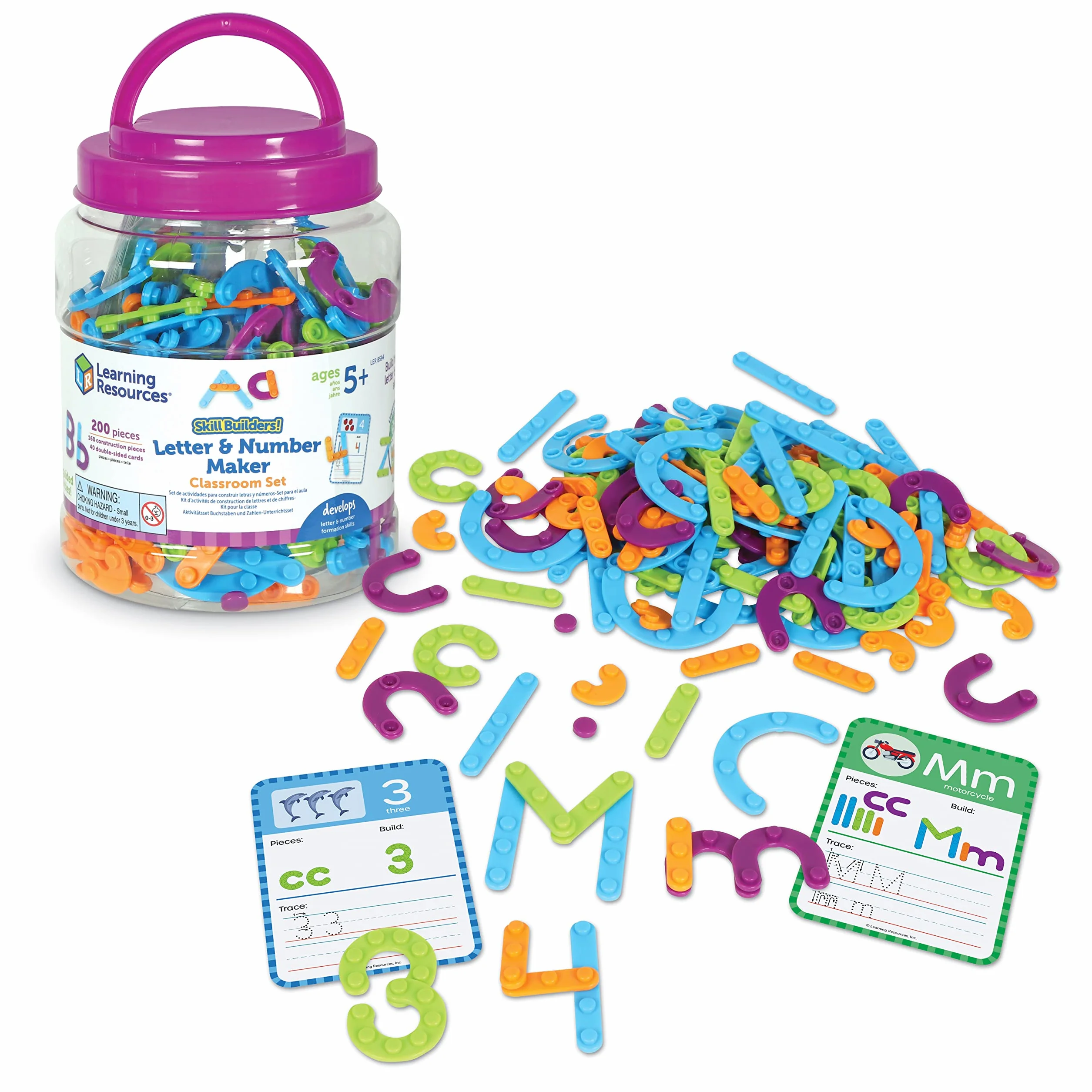 Learning Resources Zestaw Klasowy do Tworzenia Liter i Cyfr – Budowanie Umiejętności, Liczenie, Alfabet, 5+