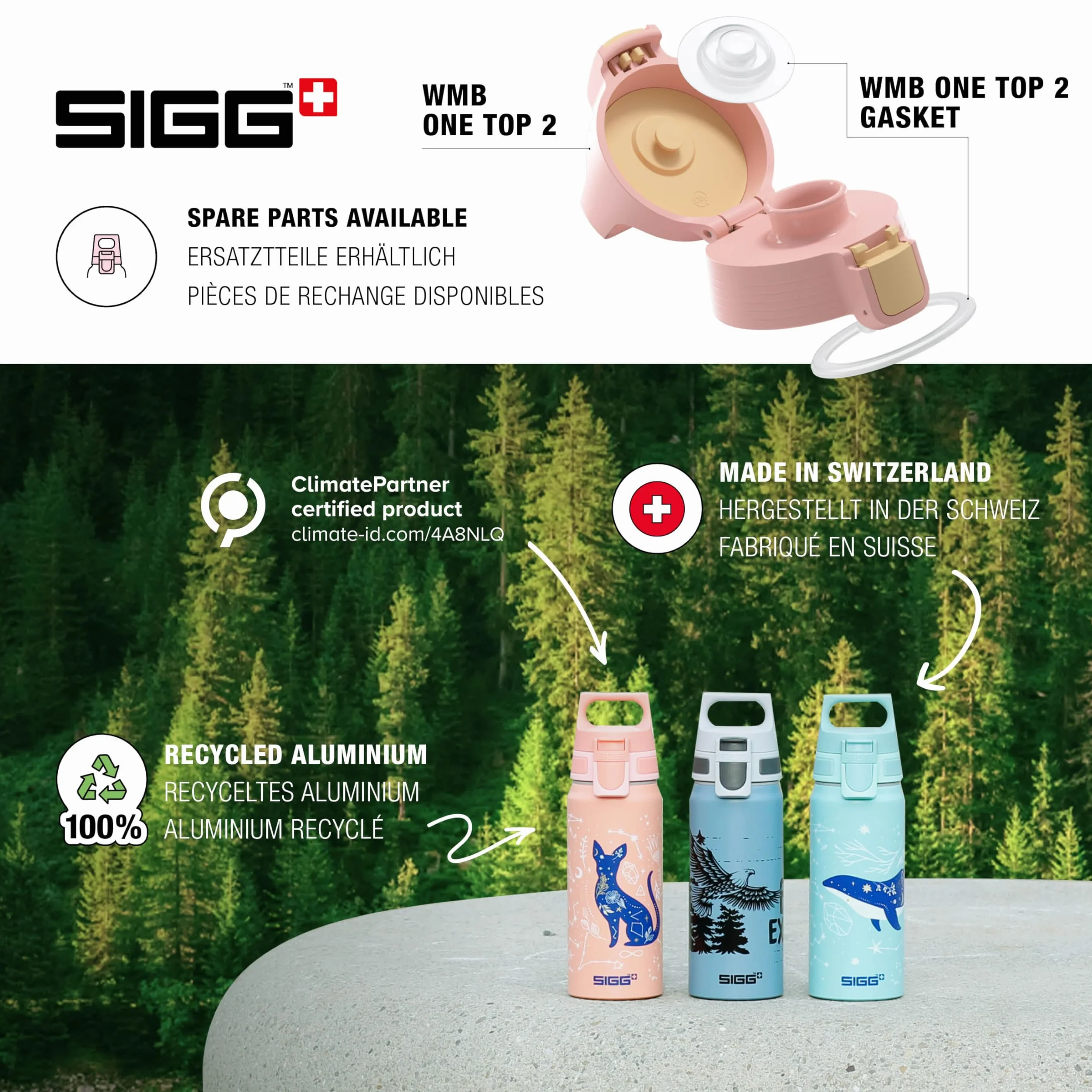 SIGG Aluminiowa butelka do picia dla dzieci WMB ONE Stitch Disney, szczelna, lekka, bez BPA, do napojów gazowanych