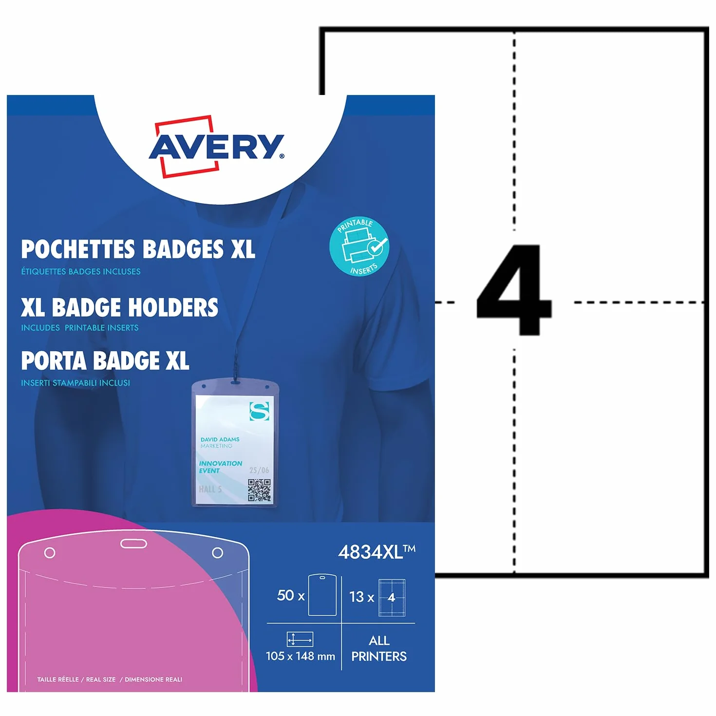 Avery 50 duże plakietki 52 wkłady przezroczyste 148 x 105 cm