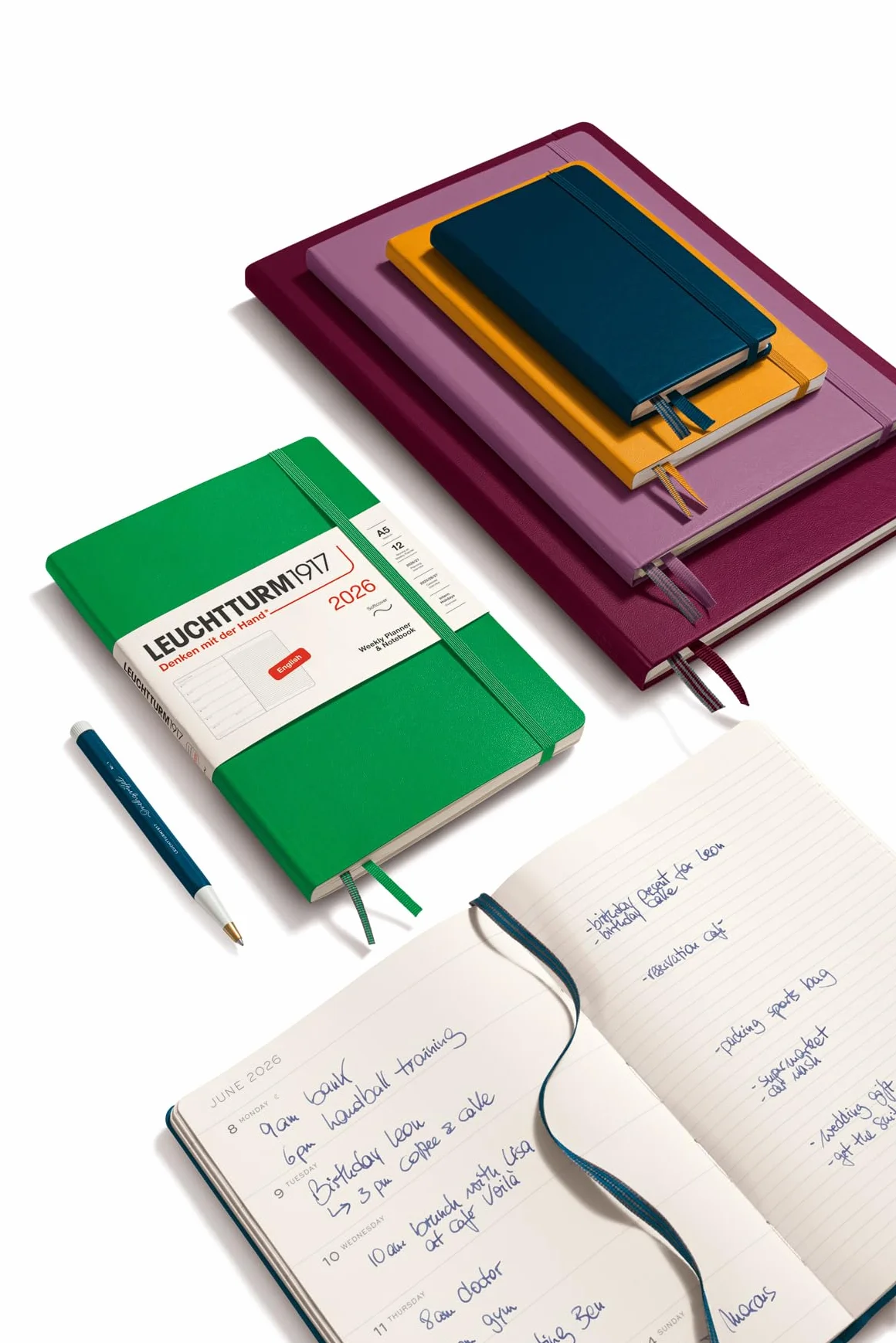 LEUCHTTURM1917 372699 kalendarz tygodniowy i notatnik Pocket A6 na 2026 rok, miękka okładka, kolor angielski