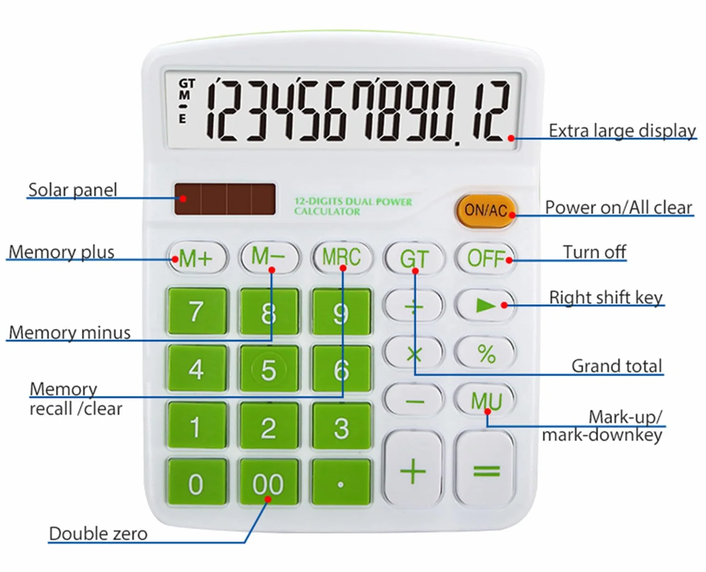 Mengshen Kalkulator biurkowy Dual Power 12-cyfrowy wyświetlacz baterii solarnej dedykowany kalkulator duża funkcja standardowy kalkulator biurkowy Kalkulator wielofunkcyjny
