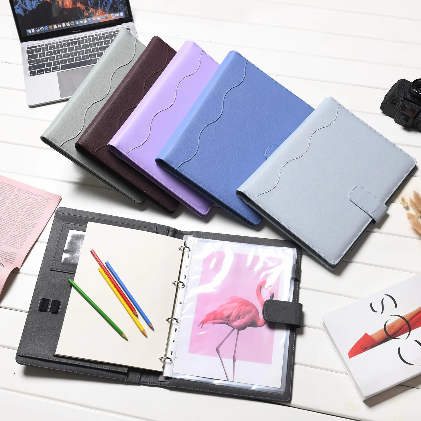 Wonderpool Etui na dokumenty A4 ze skóry PU 4 pierścienie