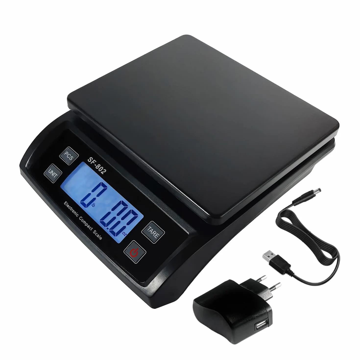 Cyfrowa Waga Pocztowa 30 KG Duża Platforma Funkcja Liczenia Sztuk Zestaw z Ładowarką USB i Zasilaczem Sieciowym
