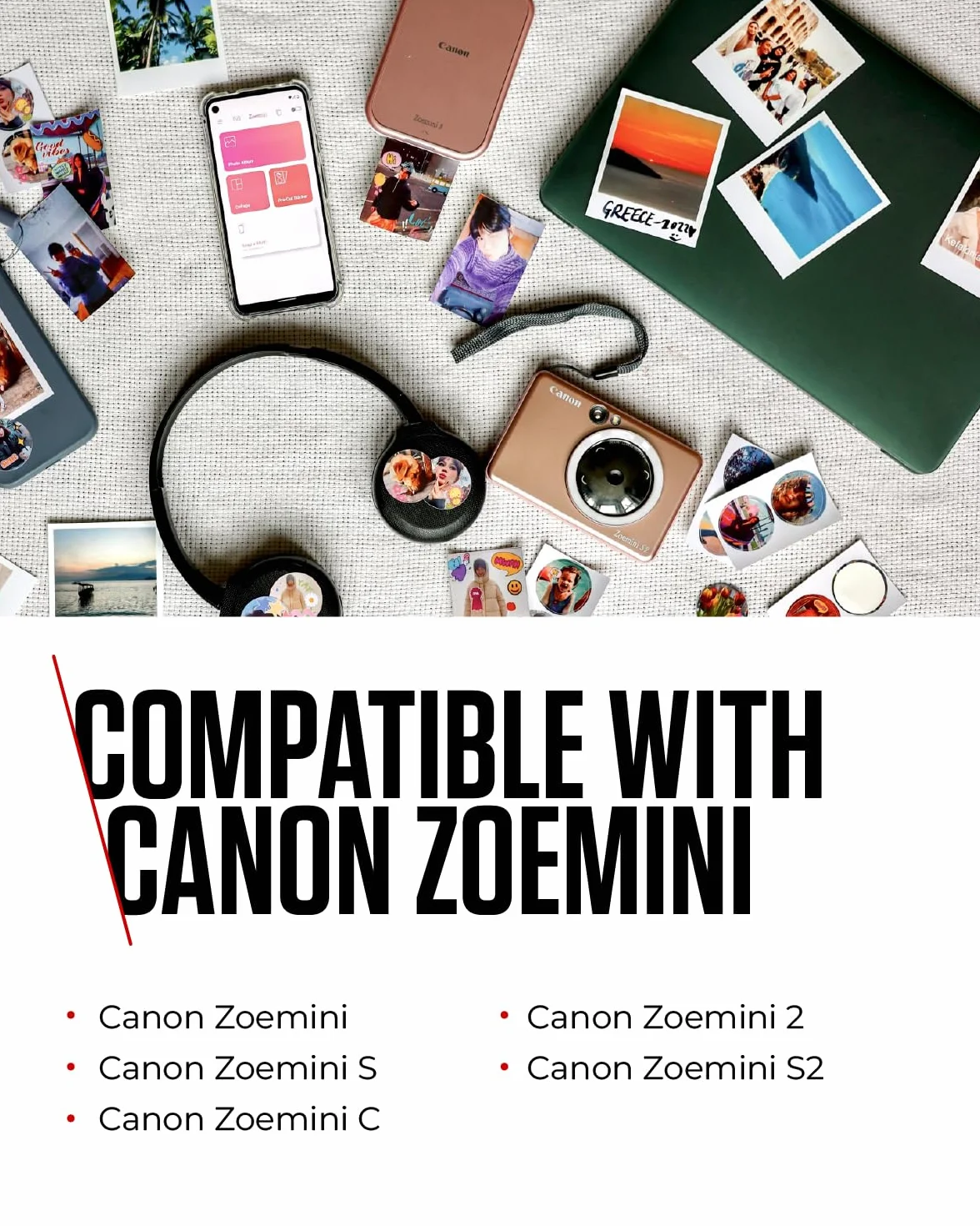 Canon 3215C002 Zoemini ZINK Papier Fotograficzny, Biały, 50 Arkuszy