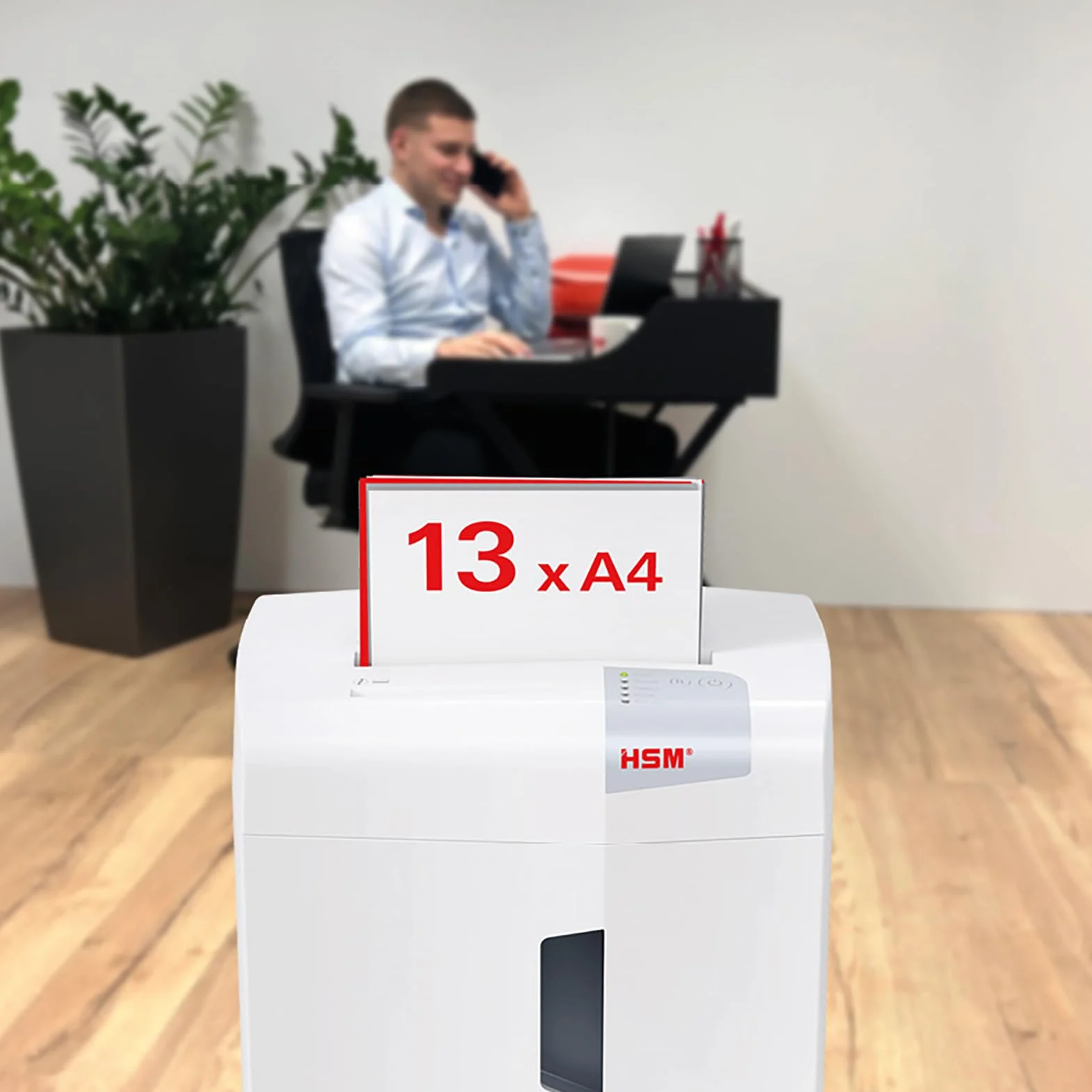HSM, 1057121, shredstar AA8X13 niszczarka dokumentów, poziom bezpieczeństwa P-4, 13 arkuszy (cięcie cząstek) z niszczarką CD, 4 x 37 mm