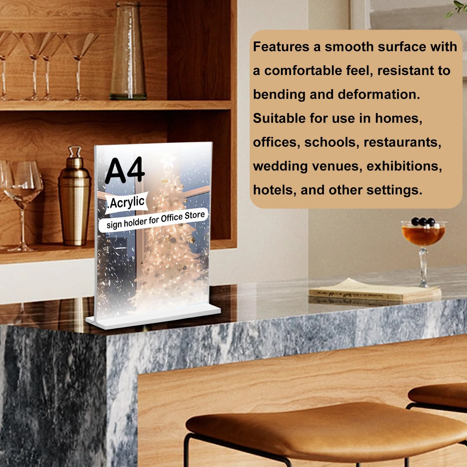 4 Sztuki Ekspozytorów Stołowych A4, Akrylowe, A4, Stojak w Kształcie Litery T, Stojak na Reklamy, Karty Menu, Restauracje, Reklamy, Wesele, Akryl, Przezroczysty