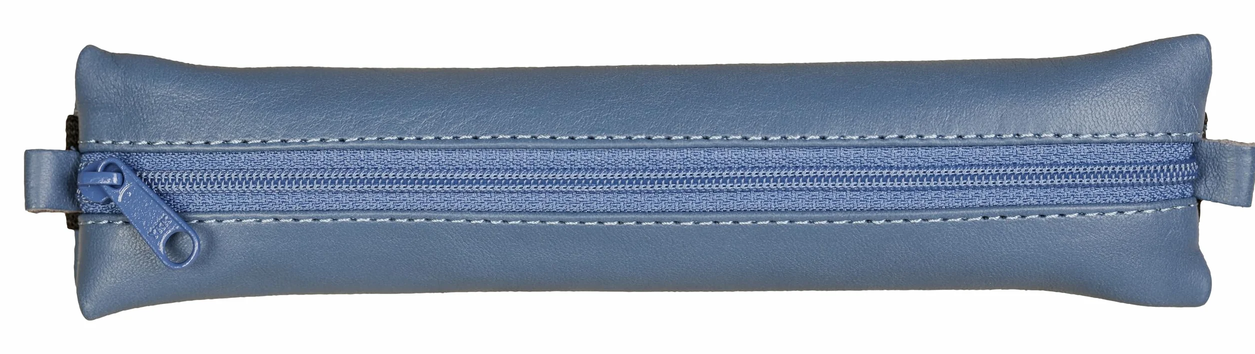 Clairefontaine 77039C Kolekcja Age Bag Piórnik płaski z gumką z prawdziwej skóry jagnięcej niebieski – 20 x 4,5 cm