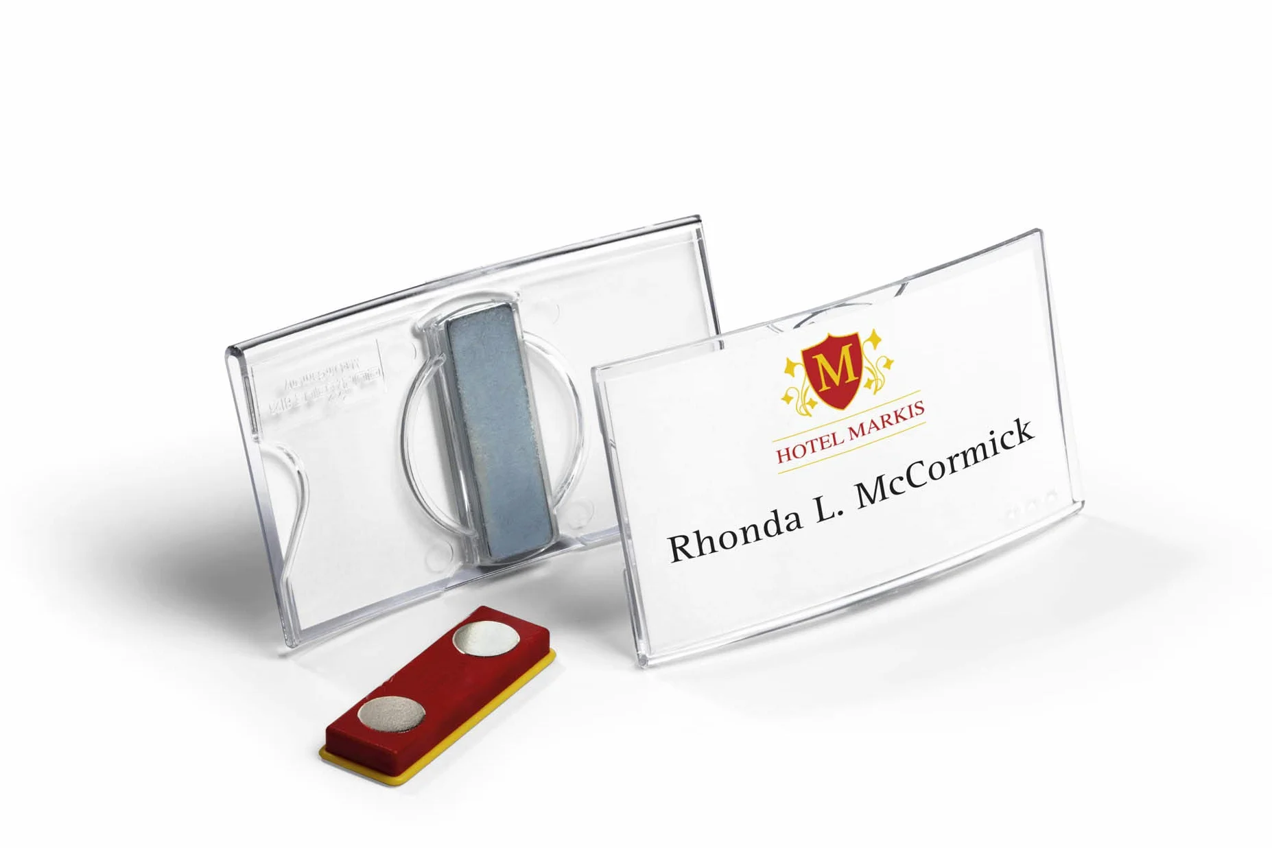 Durable 812319 Identyfikator z magnesem (40 x 75 mm), opak. 25 sztuk, przezroczysty.