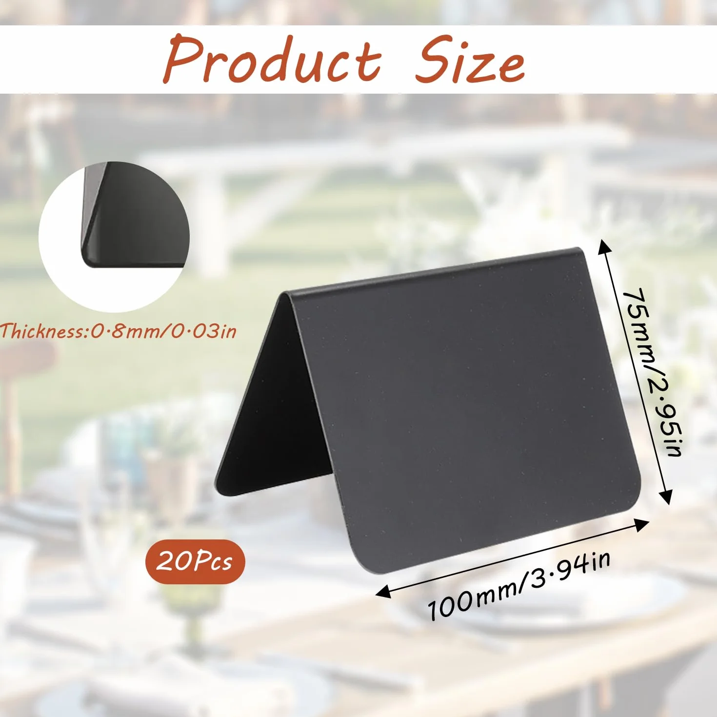 Małe tablice z tworzywa sztucznego zmywalne 7,5 x 10 cm czarne 20 sztuk z 2 pisakami