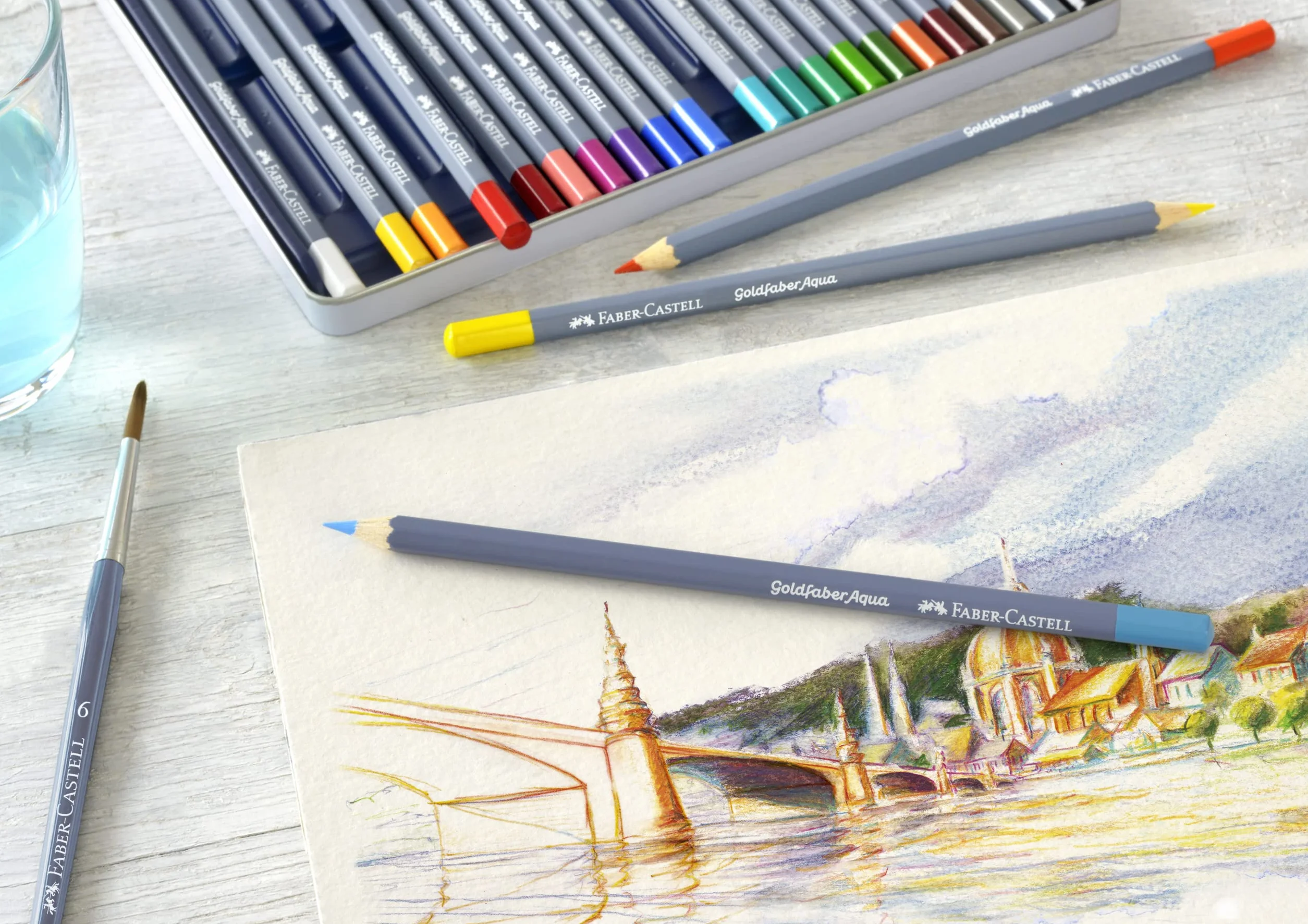 Faber-Castell 114612 - Kredki akwarelowe Goldfaber, 12-częściowy zestaw kredek, niełamliwe, w pełni rozpuszczalne w wodzie