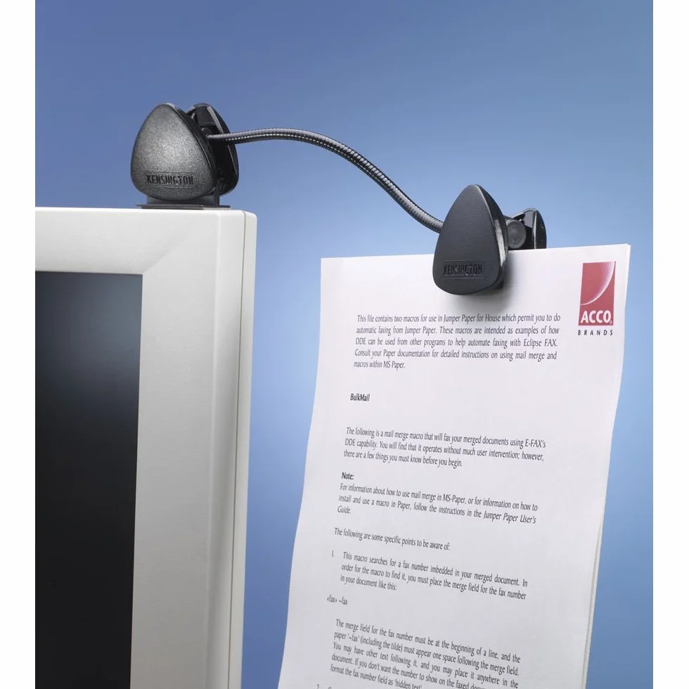 Kensington Uchwyt na koncepcję FlexClip z elastyczną szyjką zapewnia optymalne ustawienie dokumentów, do mocowania na laptopach, ultrabookach, notebookach lub monitorach, 62081