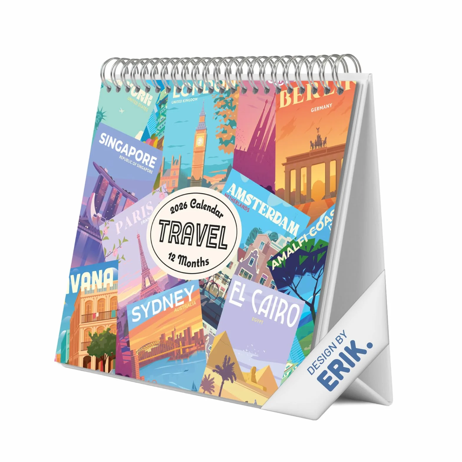 Grupo Erik Desk Calendar 2026 - Travel Calendar 2026 Month To View | Monthly Desk Planner, Desktop Gifts Under 10 Pounds | Travel Gifts For Friends