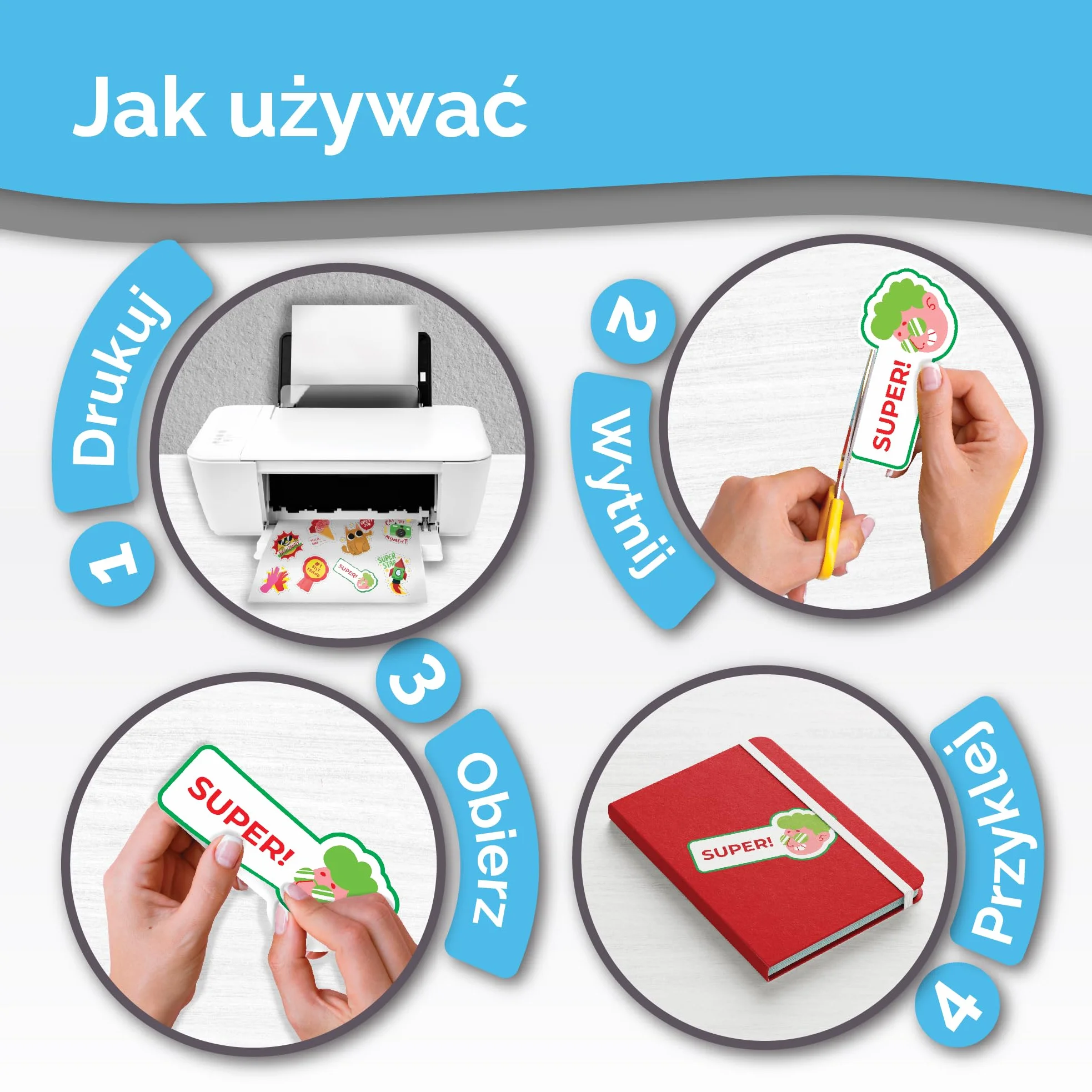 Papier winylowy premium do druku atramentowego i laserowego – samoprzylepne arkusze błyszczące, białe, wodoodporne, szybkoschnące, żywe kolory, dobrze trzymają atrament, odporny na rozdarcie (błyszczący)