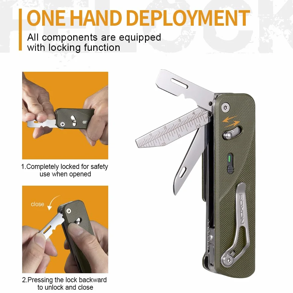 ROXON S505G Flex Shears - modułowe narzędzie wielofunkcyjne z mocnymi, dużymi nożyczkami – wymienne ostrze BA01-BA17 i wymienne narzędzia FT01-FT12 (zielone)