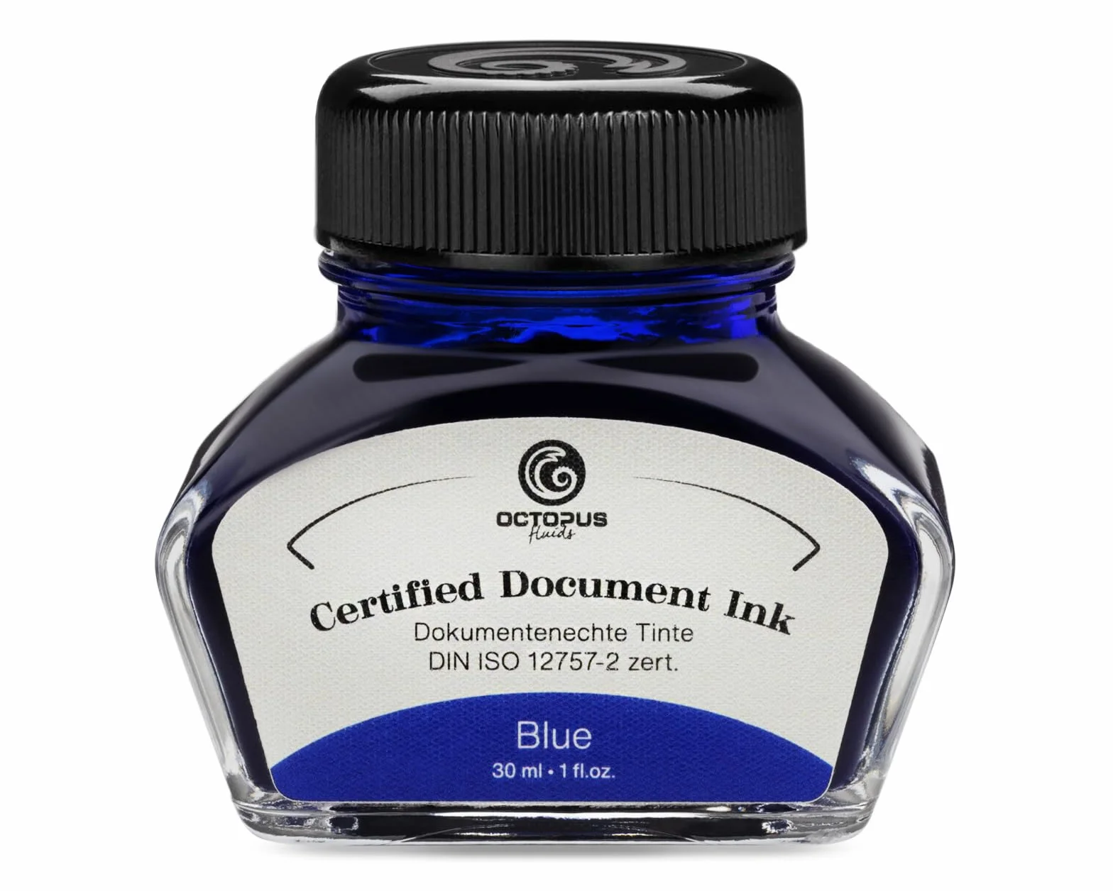 Octopus Fluids Document Ink Blue atrament do dokumentów, certyfikowany zgodnie z DIN ISO 12757-2, niebieski, 30 ml