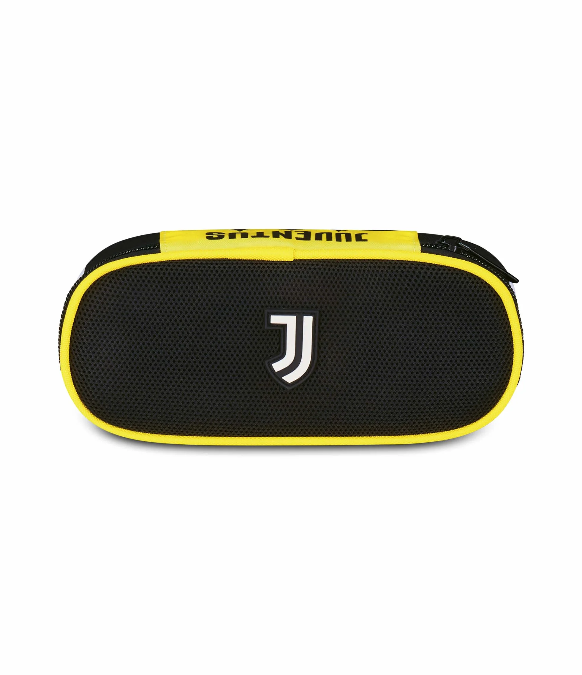 Seven Juventus Piórnik szkolny Round Plus, czarny, owalny piórnik z gumkami i kieszenią, na długopisy, ołówki i akcesoria, do szkoły średniej i wyższej, dla dzieci, piłki nożnej, czarny, nowoczesny