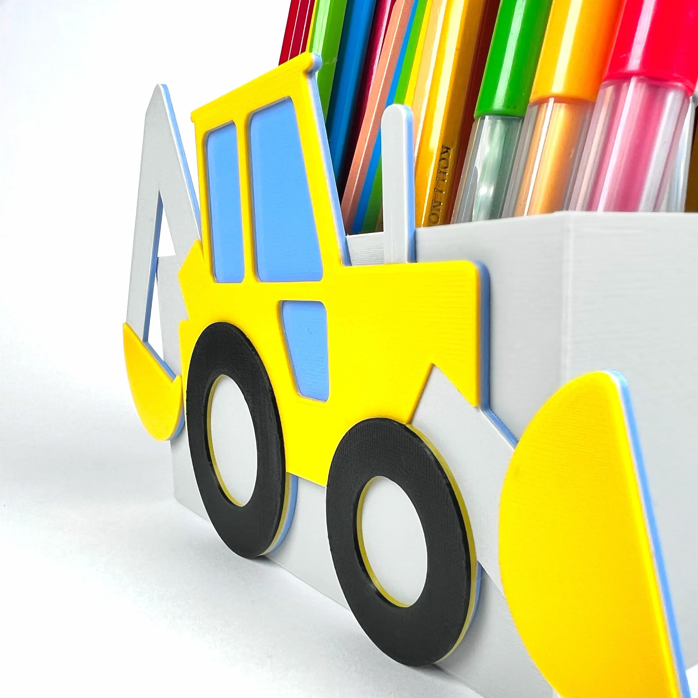 Organizer na biurko koparka 3D przybornik na kredki auto piórnik pojemnik na długopisy EKO
