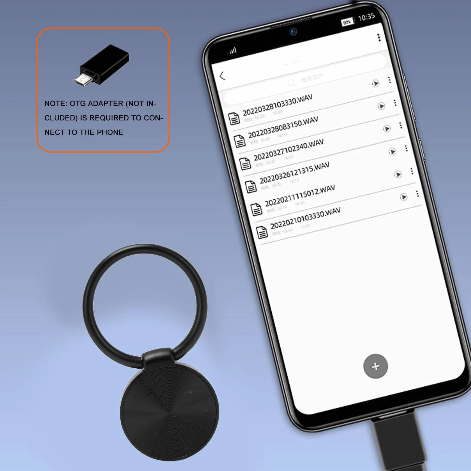 Brelok z Dyktafonem 4 GB Aktywowanym Głosem Bezstratną Redukcją Szumów AI Smart HD Rejestrator Kieszonkowy MP3