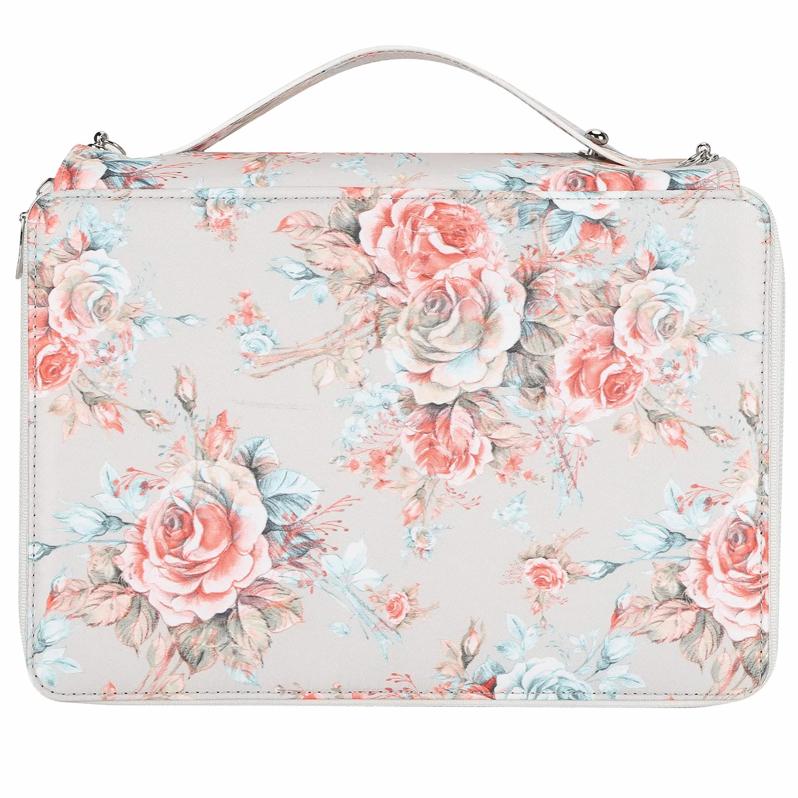 Organizer na Kolorowe Piórniki z 250 Miejscami, 20,5 X 28,5 X 10 Cm Piórnik z 252 Przegródkami, Wielowarstwowy Zamek Błyskawiczny z Nadrukiem w Róże, Przenośna kieszeń (Midi-róża)