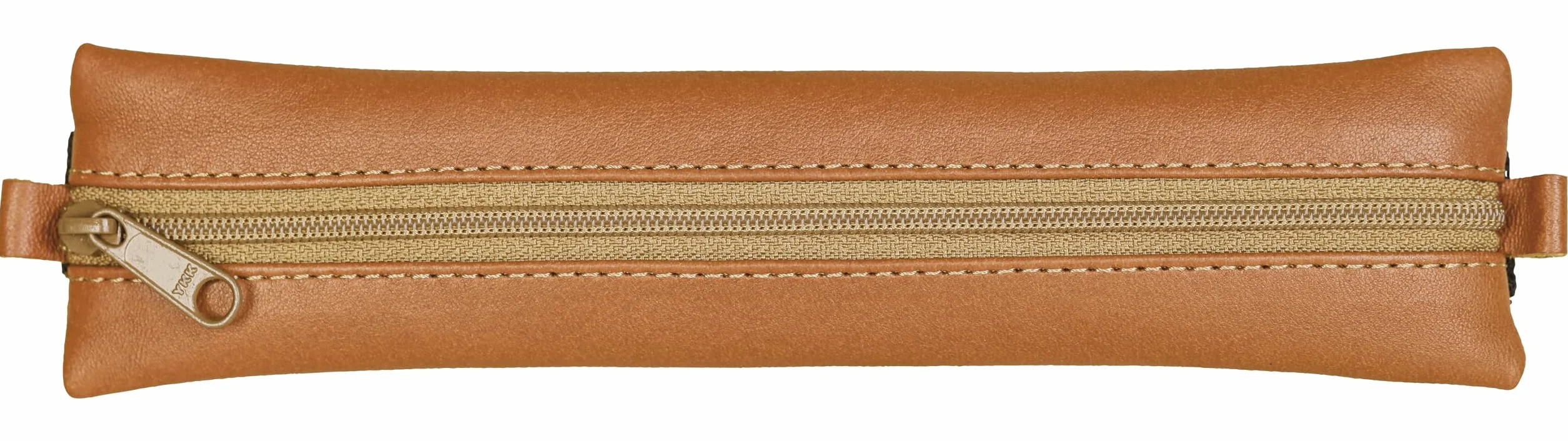 Clairefontaine 77036C Kolekcja Age Bag Piórnik płaski z gumką z prawdziwej skóry jagnięcej brązowy – 20 x 4,5 cm