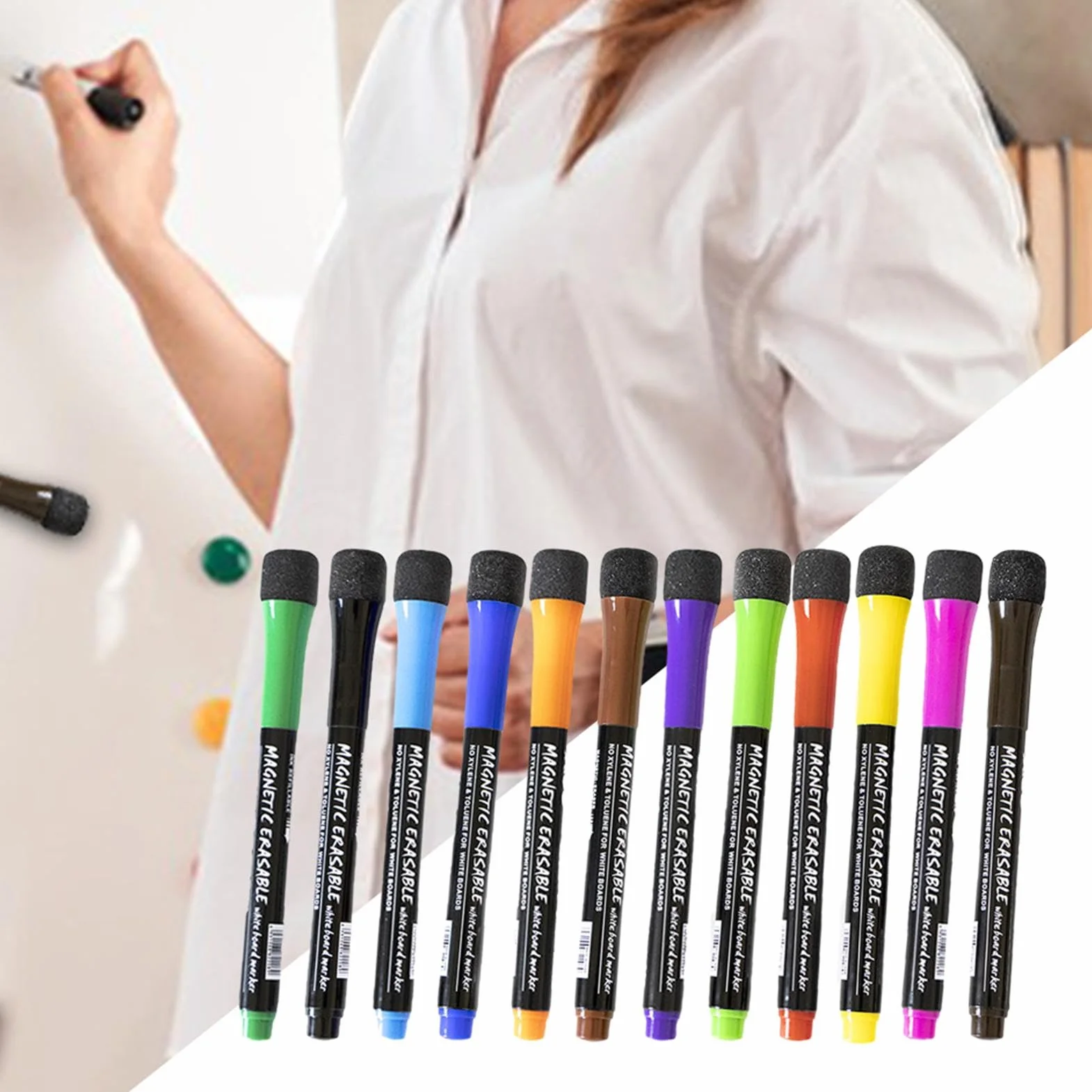 Magnetic Whiteboard Pens, Magnetic Whiteboard Pen, Magnetic Whiteboard Pens, 12 opakowa? magnetycznych markerów do tablic magnetycznych, niskim zapachu pisaki do tablic magnetycznych, cienkich