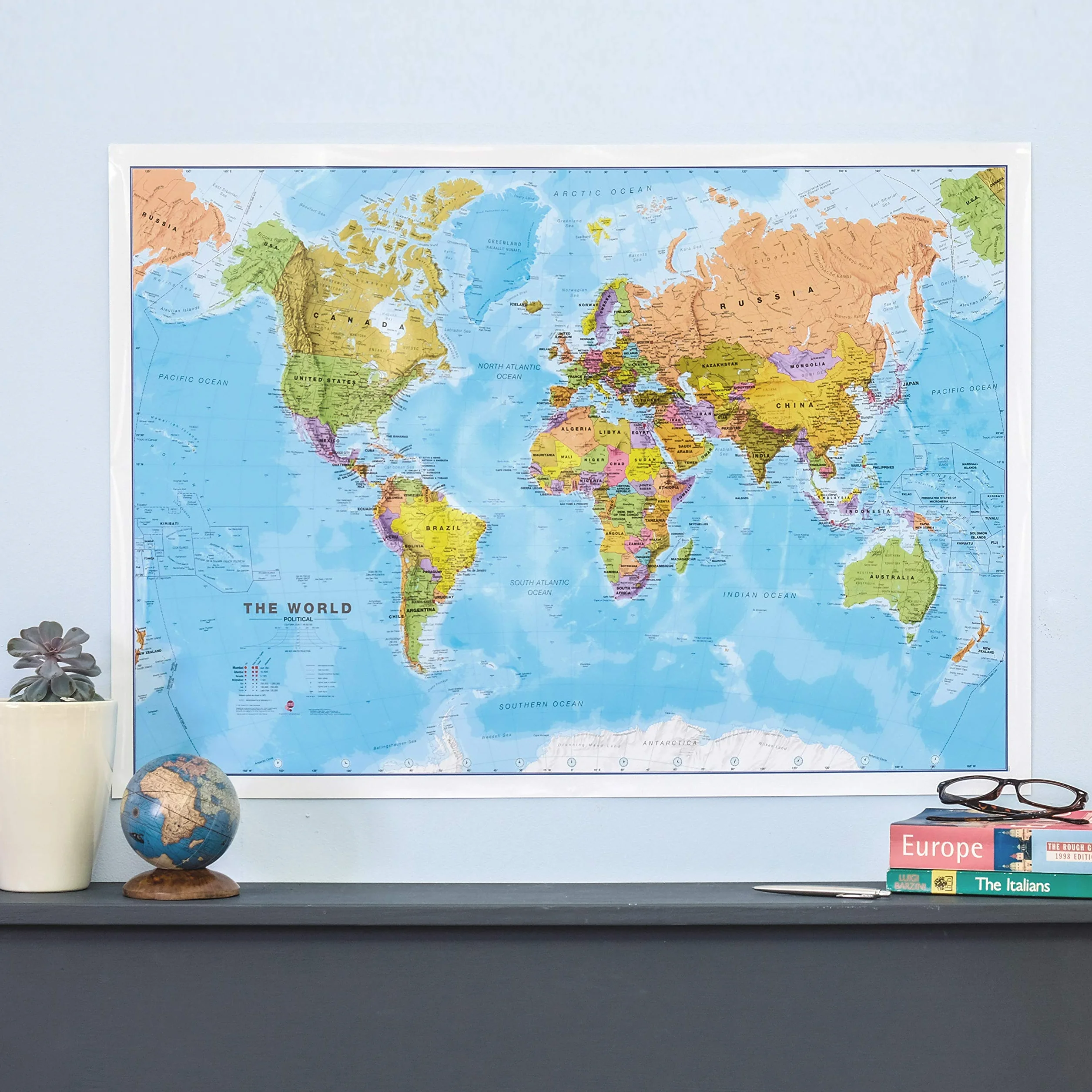 Maps International - ogromna, polityczna mapa świata, laminowana, 84 x 59 cm