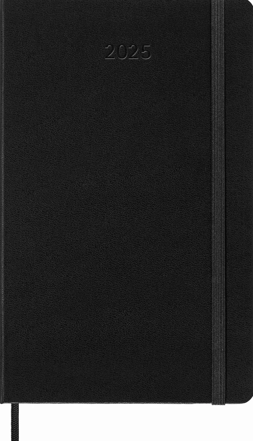 Moleskine Planer tygodniowy, z miejscem na notatki 12 miesięcy 2025, twarda okładka i elastyczne zamknięcie, kolor czarny, duży format, 13 x 50 cm