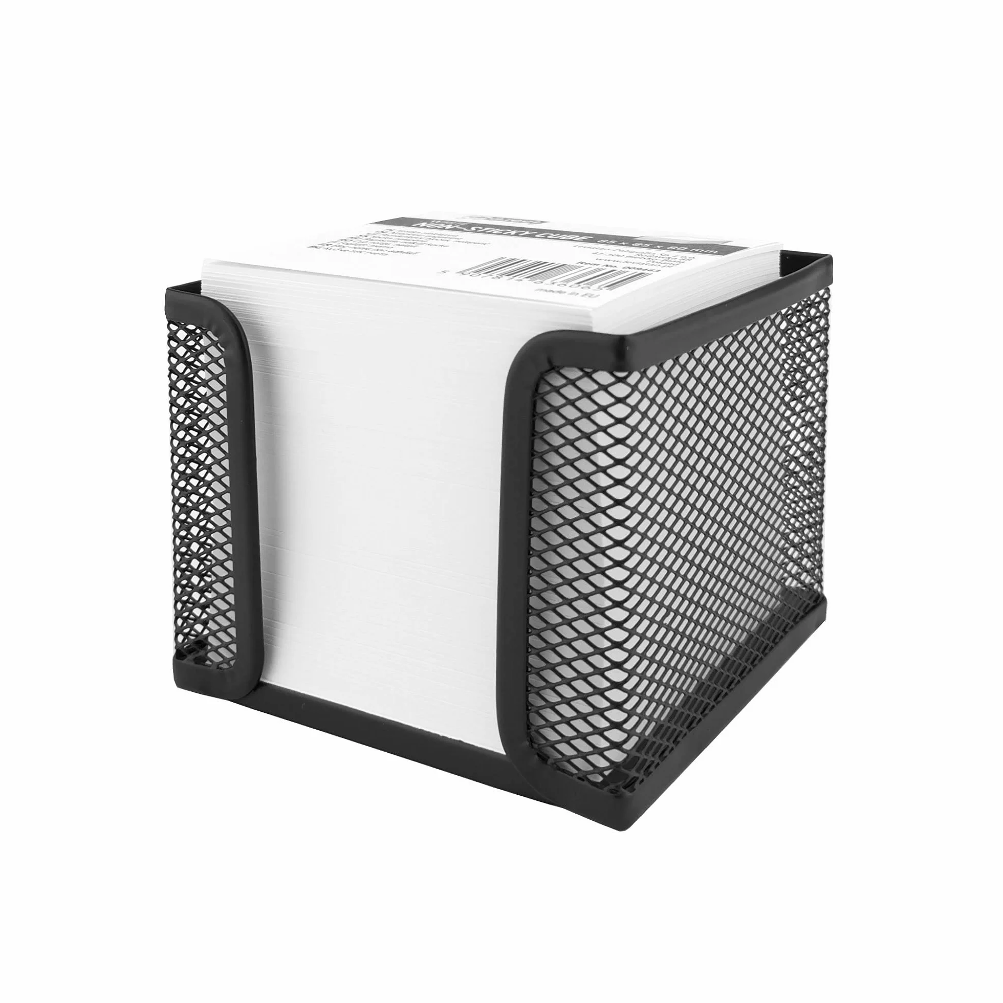 D.RECT Pudełko na karteczki z siatki z 700 arkuszami papieru do notatek (85 x 85 x 80 mm), skrzynka na karteczki o wyglądzie metalu, 95 x 95 x 80 mm, czarne