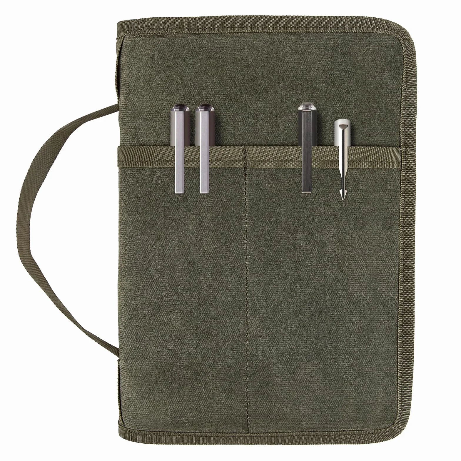 Klasyczne woskowane płótno, zamek błyskawiczny, okładka, kieszeń na pamiętnik, etui na notatniki polowe, wodoodporną osłonę Moleskine Cahier 5 x 8, wieża A5 (zieleń wojskowa)