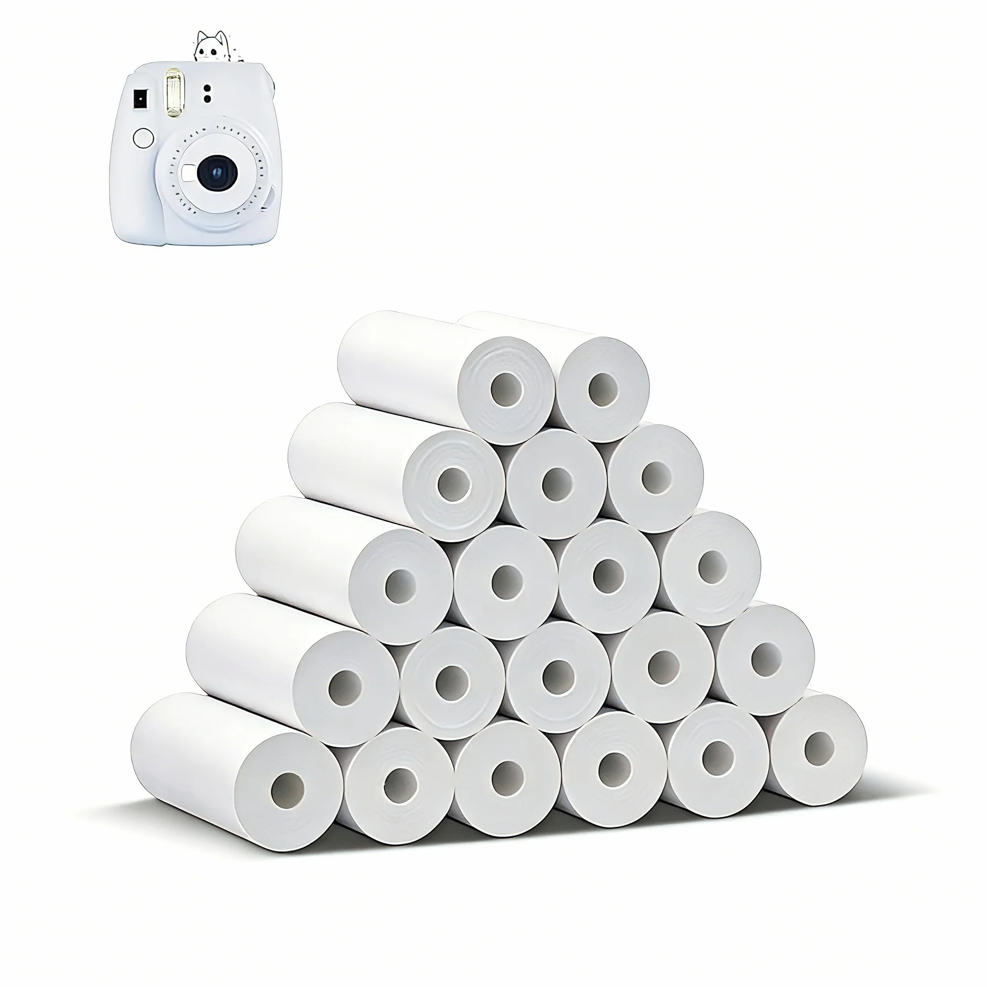 Papier termiczny do aparatów dla dzieci – 20 rolek – 57 mm x 25 mm – Papier do drukowania termicznego – Zapasowy papier do aparatów z natychmiastowym wydrukiem dla dzieci
