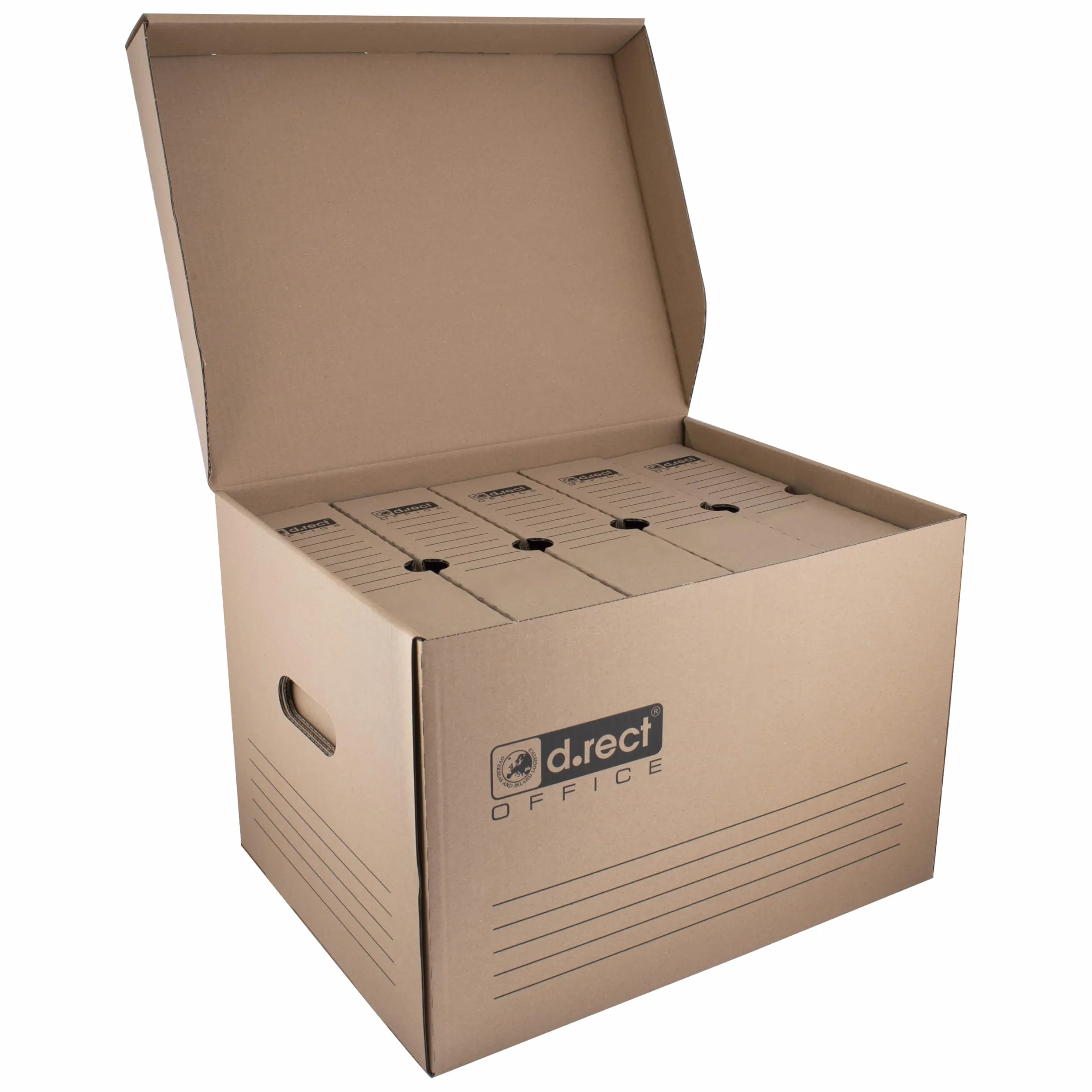 D.RECT Pudełko archiwalne 2100, 12 sztuk, 431 x 333 x 294 mm, z klapką, pudełko archiwalne, kolor brązowy