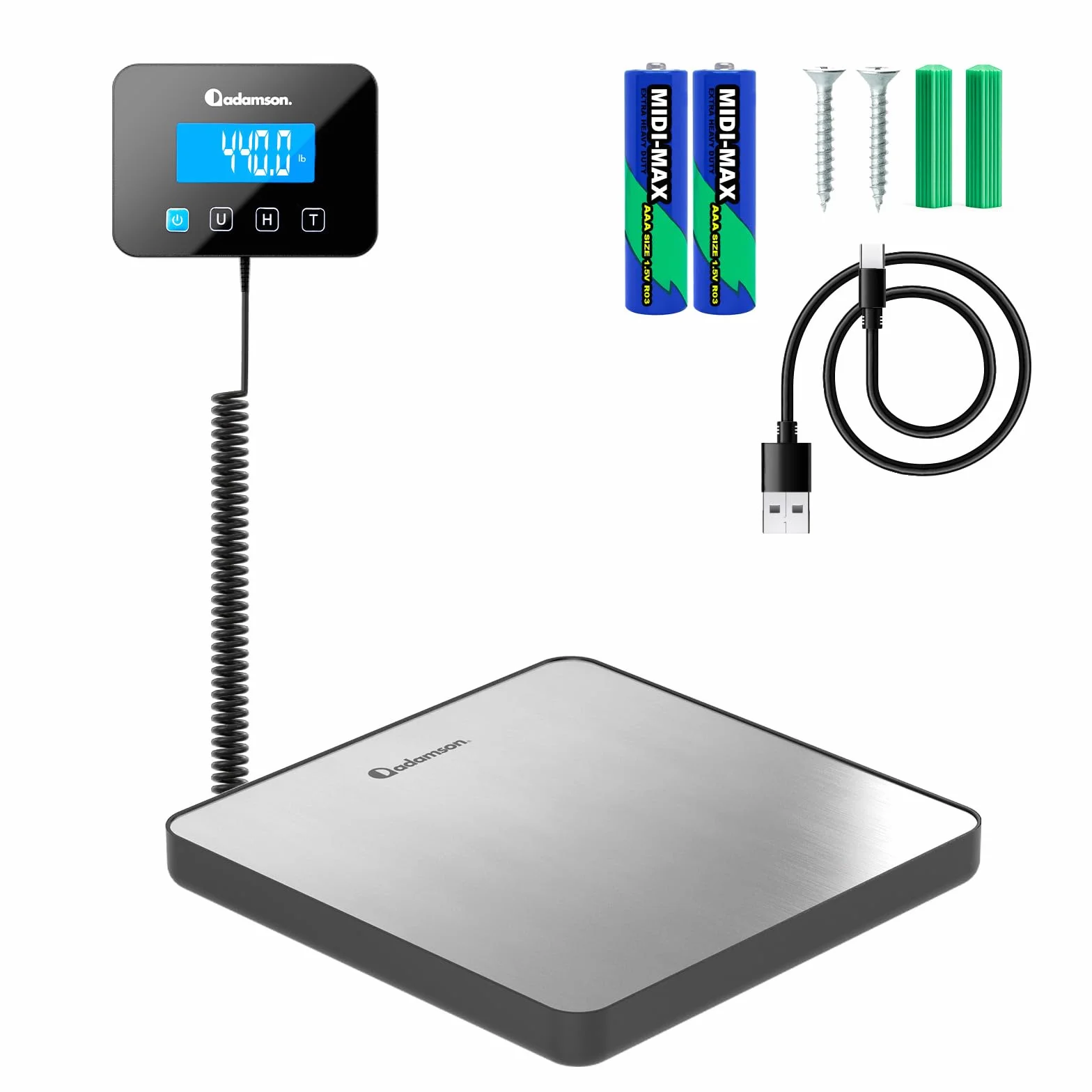 Waga paczkowa - 200 kg/10 g - Elektroniczna waga paczkowa z funkcją Hold/Tara - Profesjonalna i przemysłowa waga do poczty, bagażu, żywności - W zestawie bateria i kabel