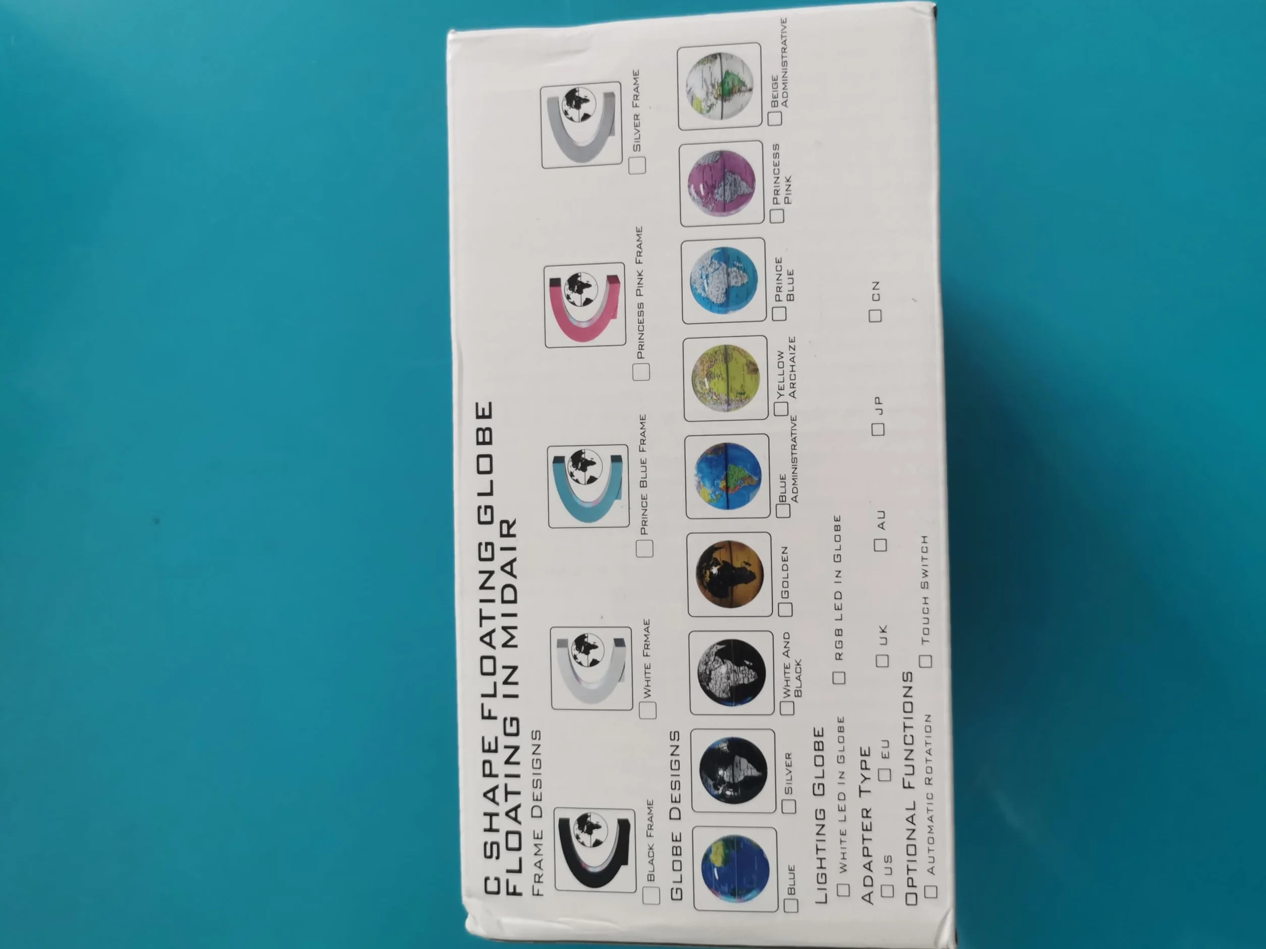 Magnetyczny unoszący się globus 7 kolorów, w kształcie litery C, automatycznie obracający się globus, świecące mapy świata, dekoracja biurka, prezent urodzinowy