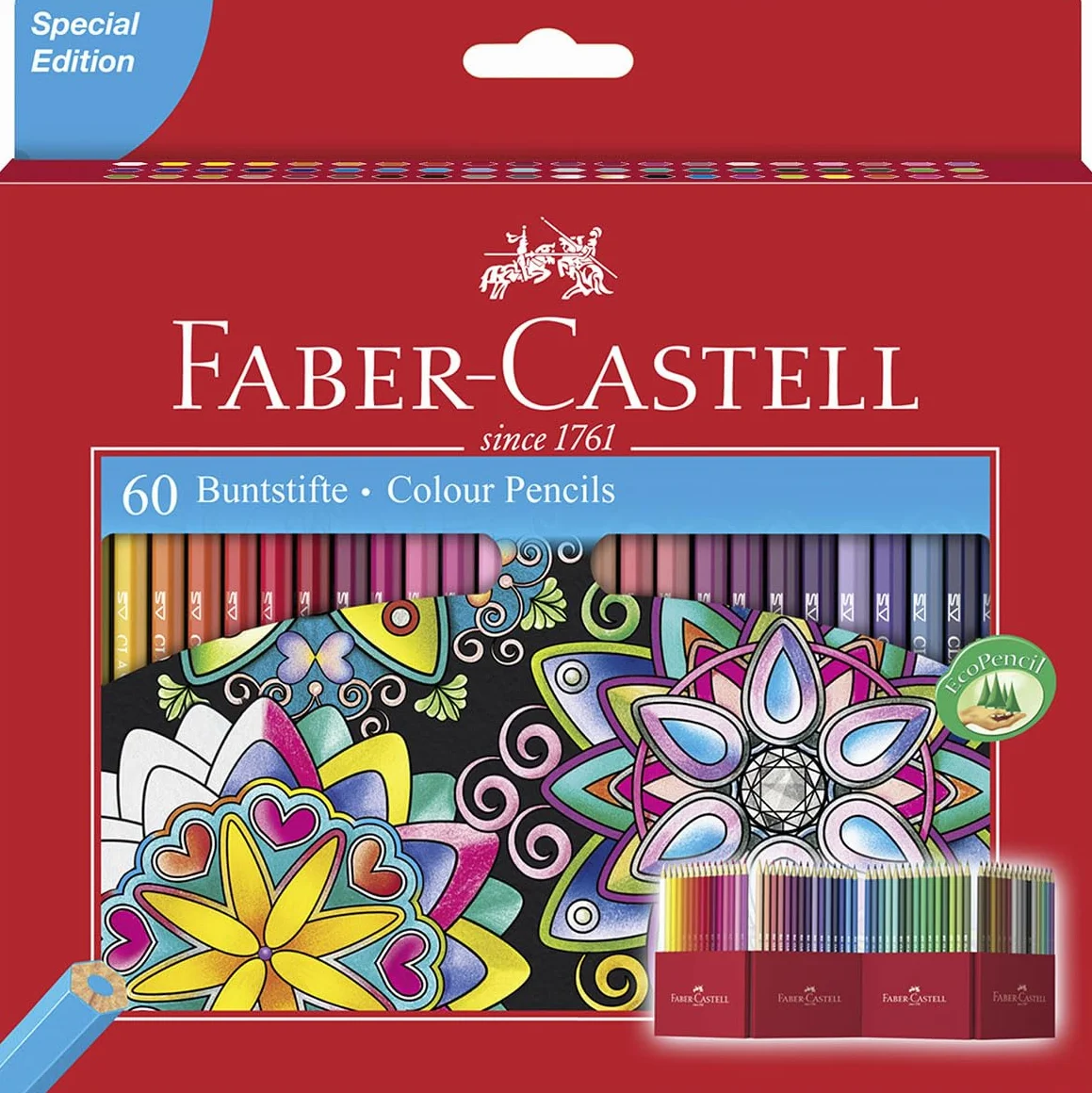 FABER-CASTELL 111260 – zestaw kredek Castle, 60 sztuk, sześciokątne, odporne na łamanie, dla dzieci i dorosłych