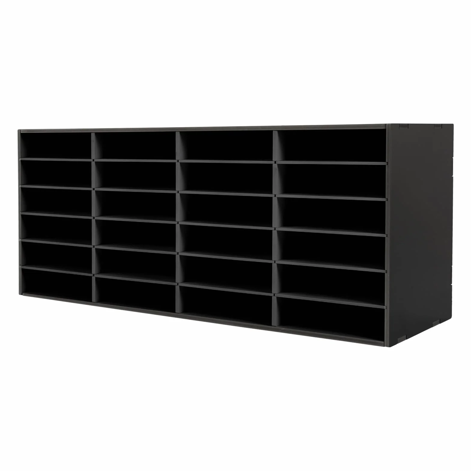 Półka na listy, 24 przegródki, organizer z PCW, półka na dokumenty 100 x 30 x 42 cm, półka na dokumenty, do domu, biura, na zajęcia (czarna)