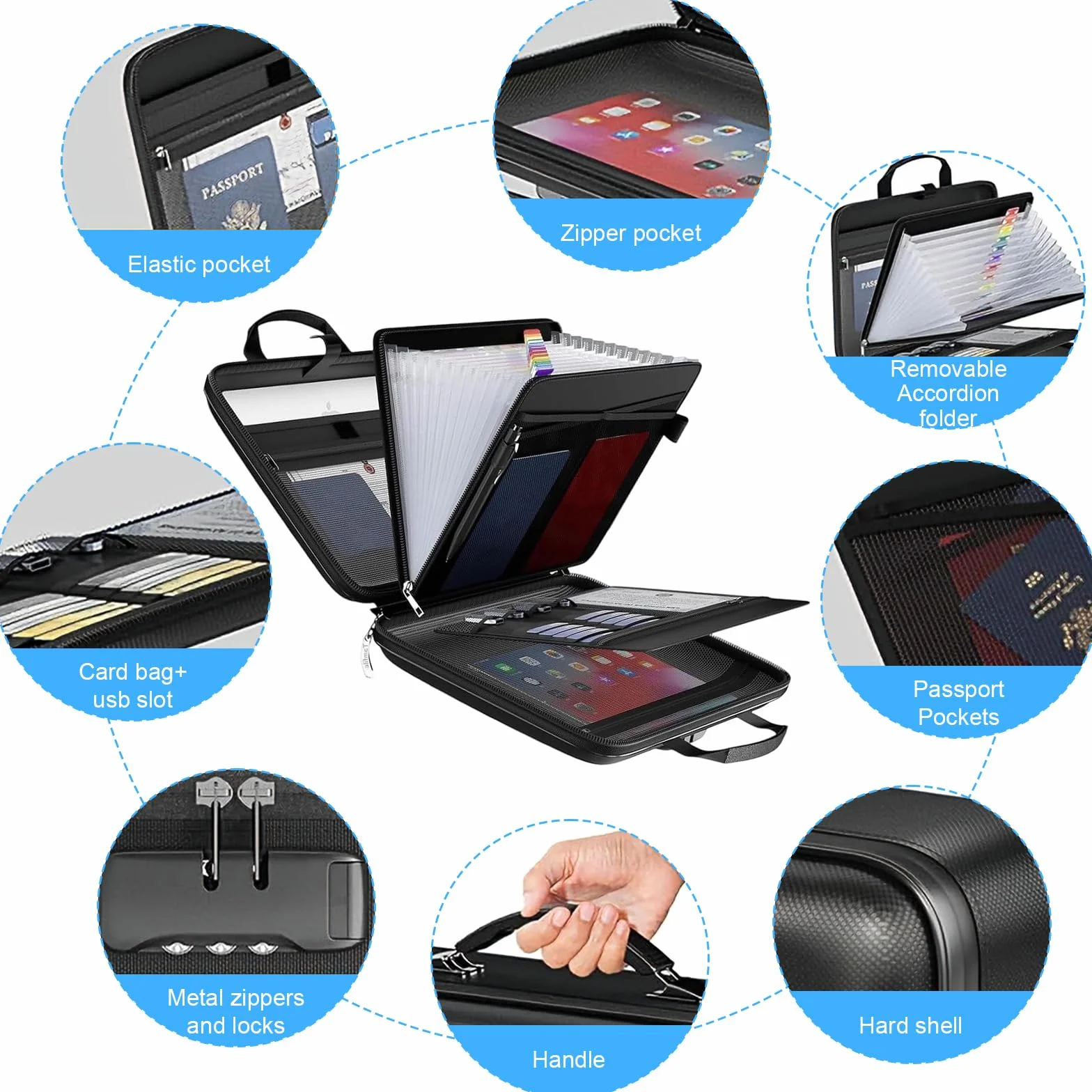 Sejf ognioodporny torba na dokumenty 36x28x7,5 cm organizer A4 wodoodporny