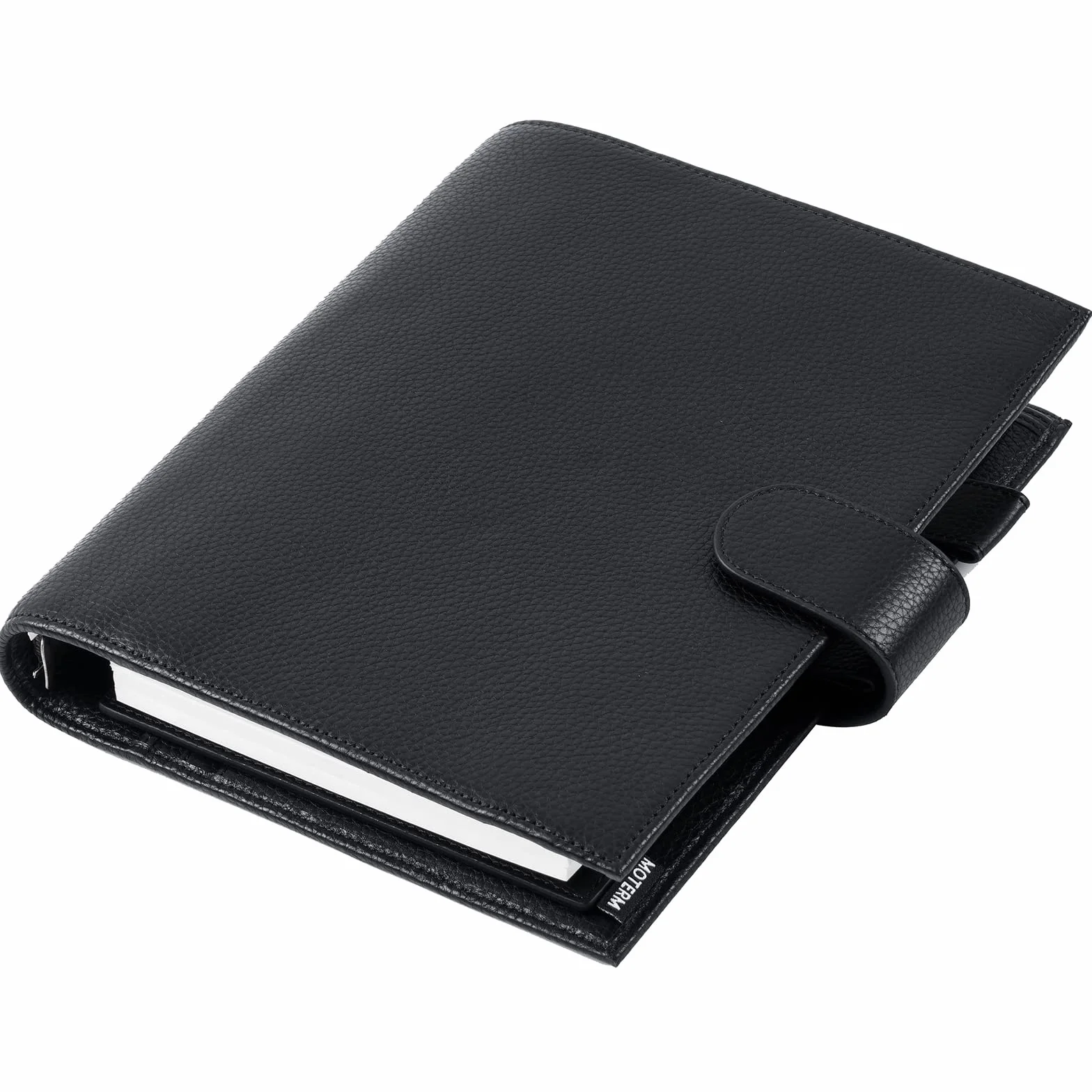 Moterm A5 Luxe Ringe Planer - Echtes Leder Binder Organizer (Kiesel-Schwarz,30mm Ring)